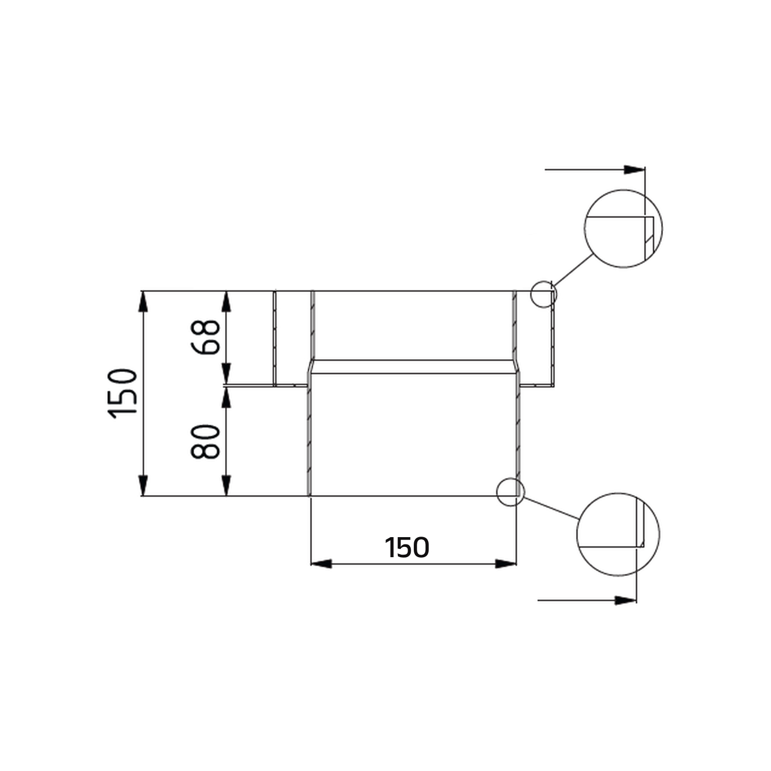 Raik Lifestyle DUO pièce de raccordement de conduit de cheminée 150mm noir pour tuyau de fumée / conduit de fumée