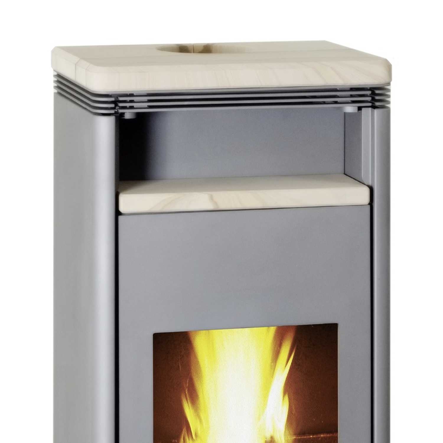 Wamsler poêle à bois « Fulgor » gris avec pierre de grès