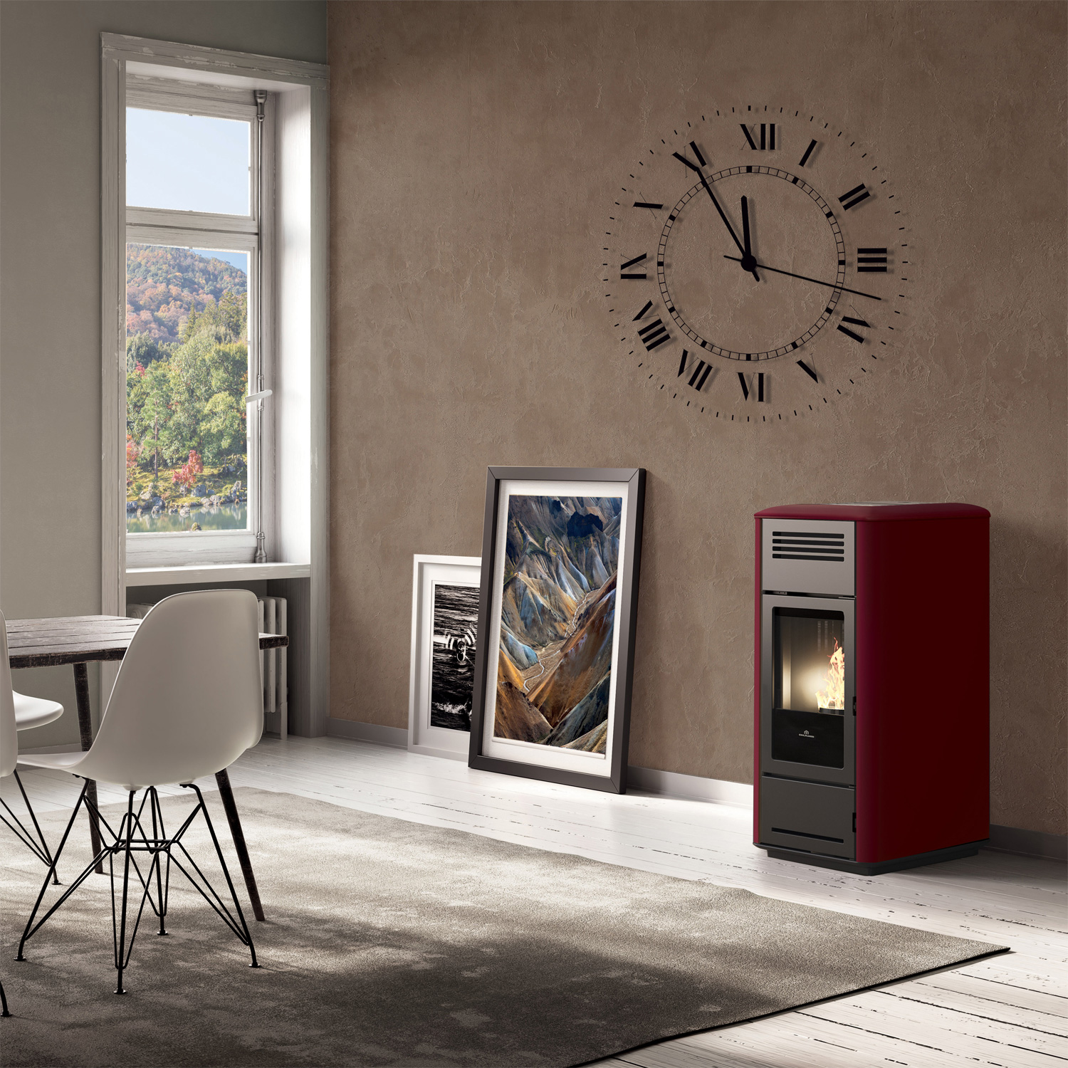 Edilkamin Milla H 15 Up Evo poêle à granulés bouilleur acier bordeaux