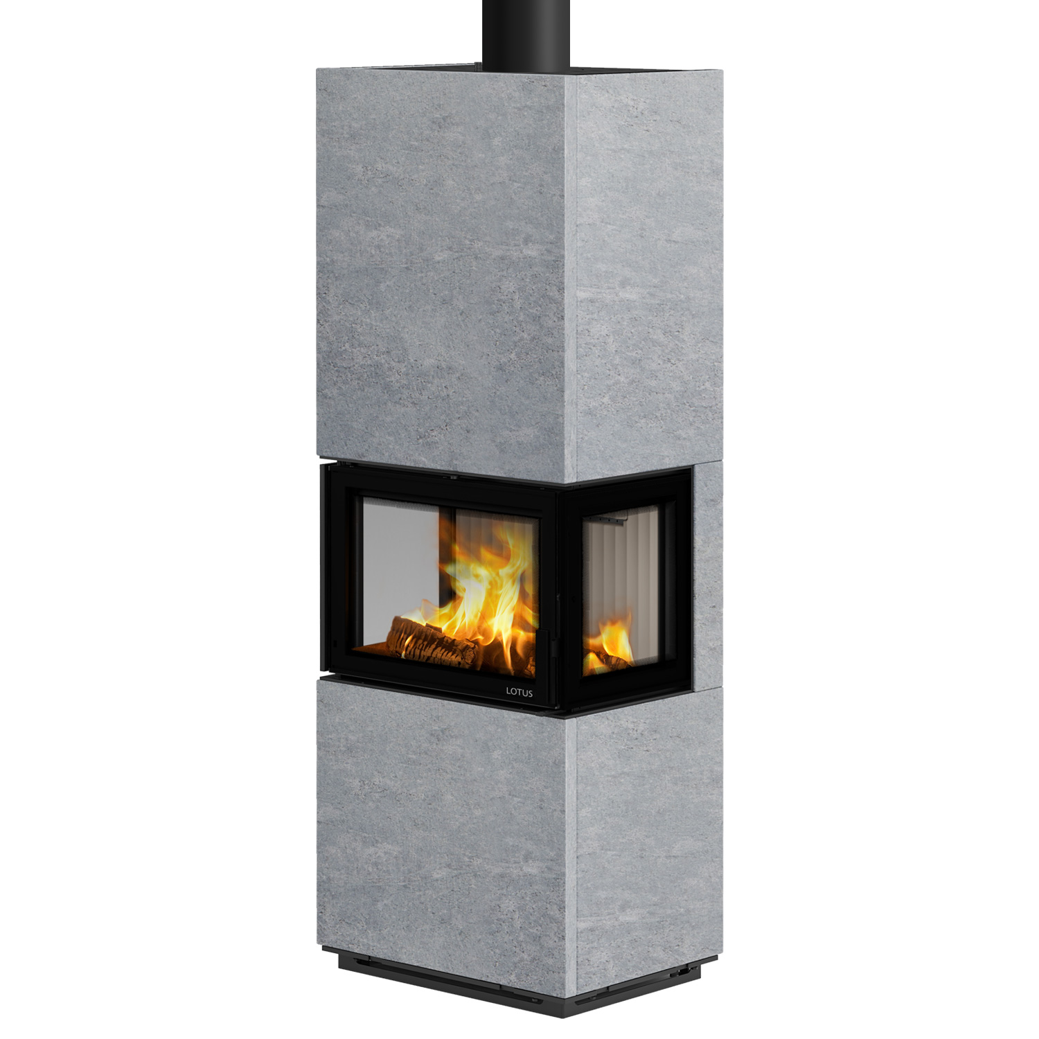 Poêle à bois Lotus Visto 3 en stéatite, évacuation des fumées par le haut