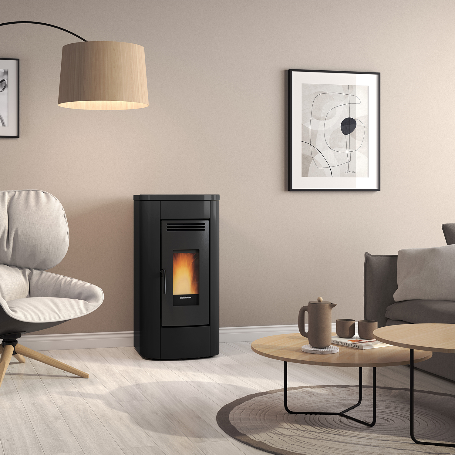 Extraflame Klaudia poêle à granulés en acier noir