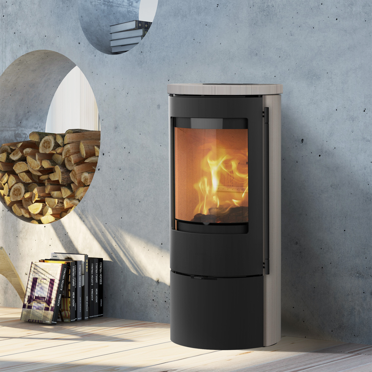 Lotus Prestige Basic S Poêle à bois en calcaire, corps noir, DIBt, raccordement de conduit de fumée à l'arrière. Lotus Prestige Basic S Poêle à bois en calcaire, corps noir, DIBt, raccordement de conduit de fumée à l'arrière.