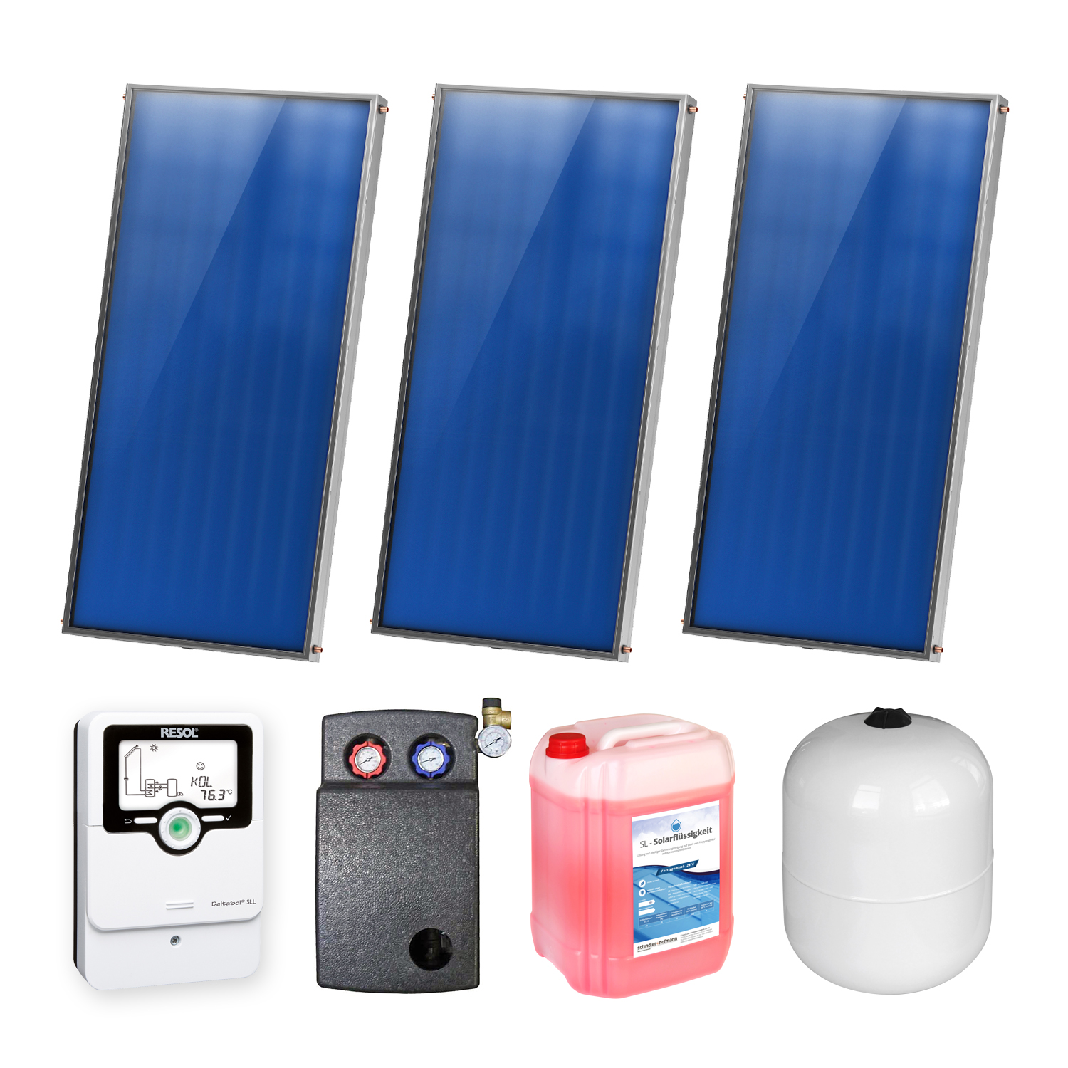 6,03 m² Ensemble de capteurs solaires plats Sunex 2 3x AMP 2.0