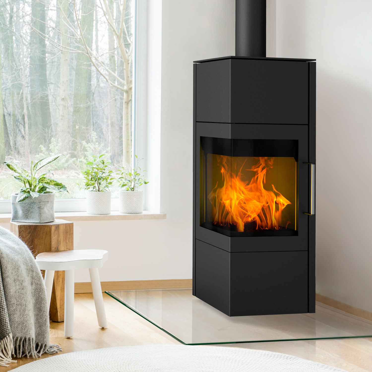 Cheminée Royale Poêle à bois Acier Noir