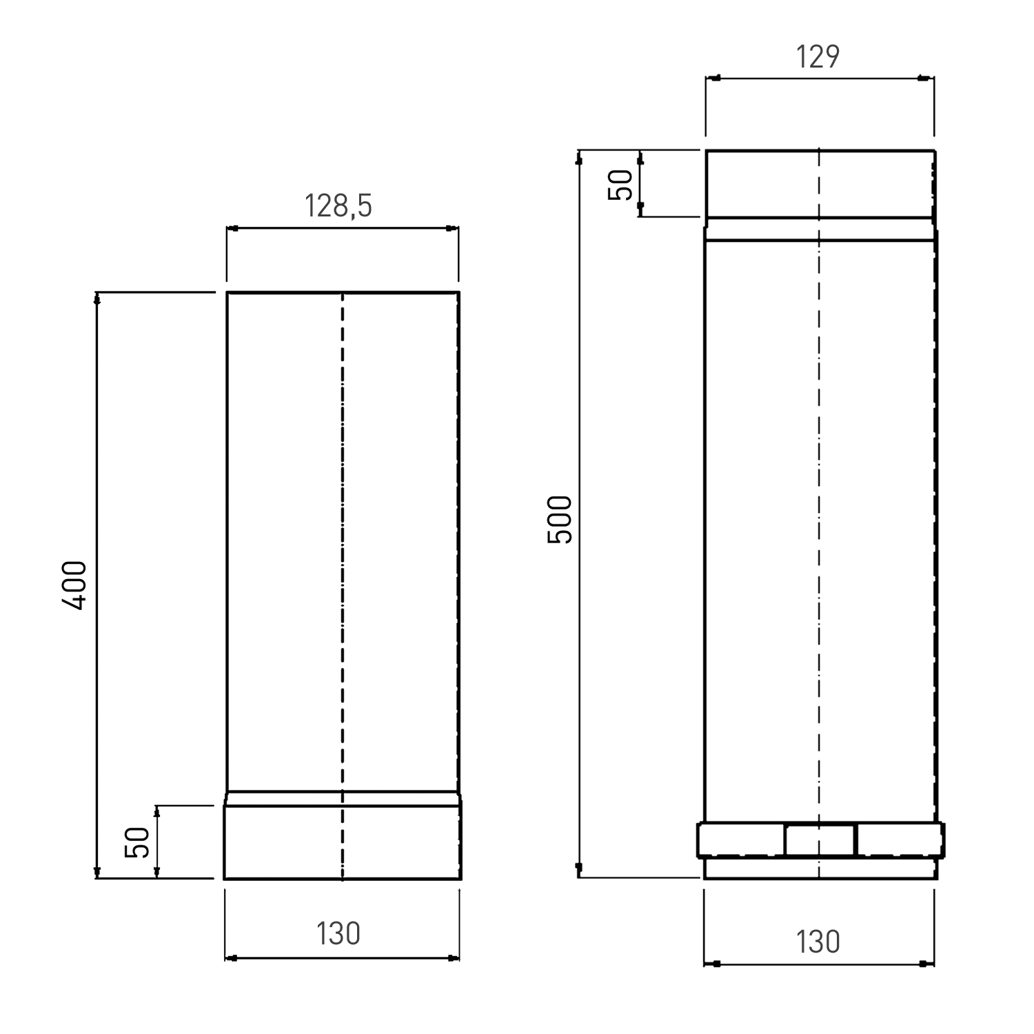 Tube de raccordement / Tuyau de poêle émaillé 130 mm - Tube télescopique blanc