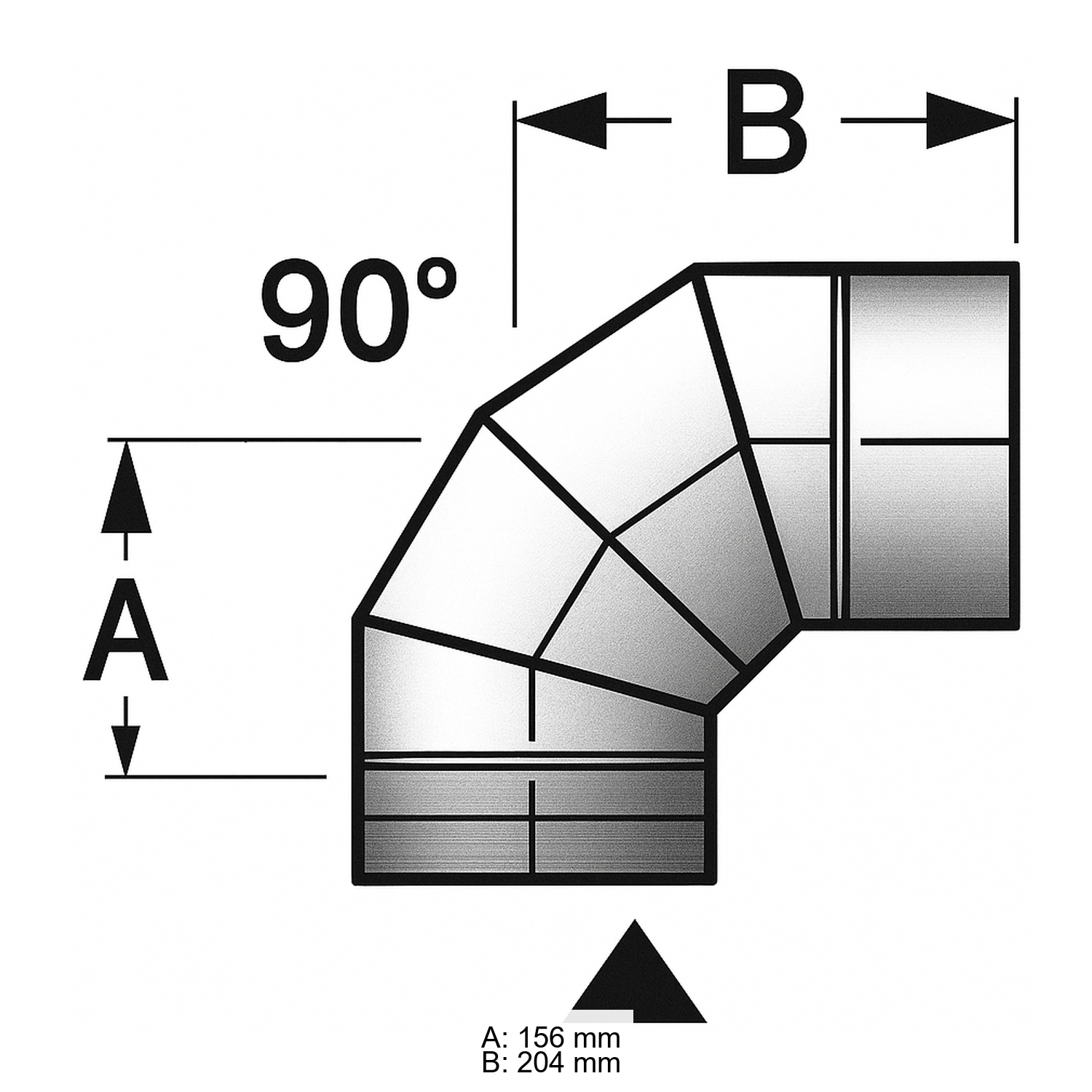 Schiedel PRIMA PLUS coude 90° Ø180 mm simple paroi mat