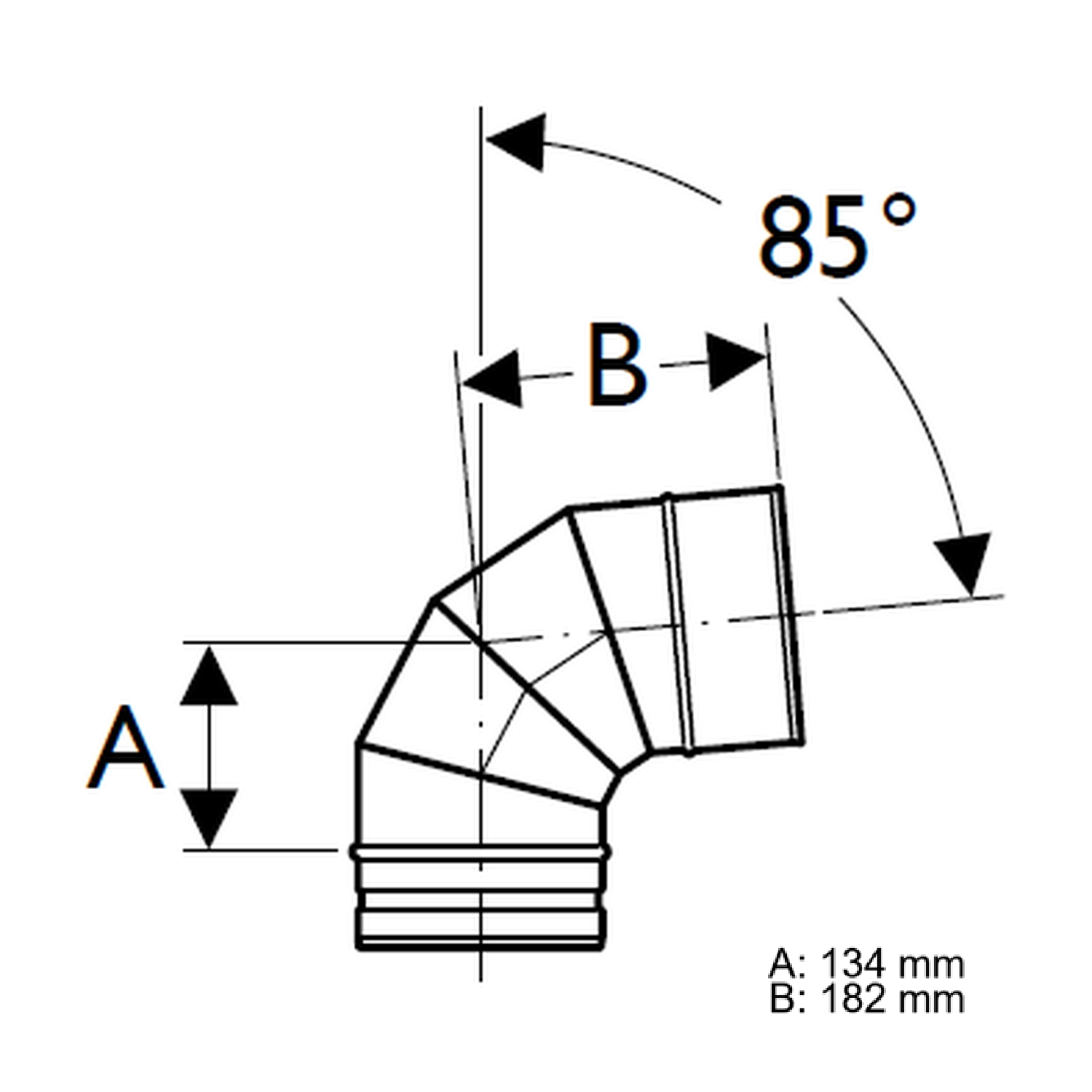 Schiedel PRIMA PLUS coude 85° Ø150 mm simple paroi mat