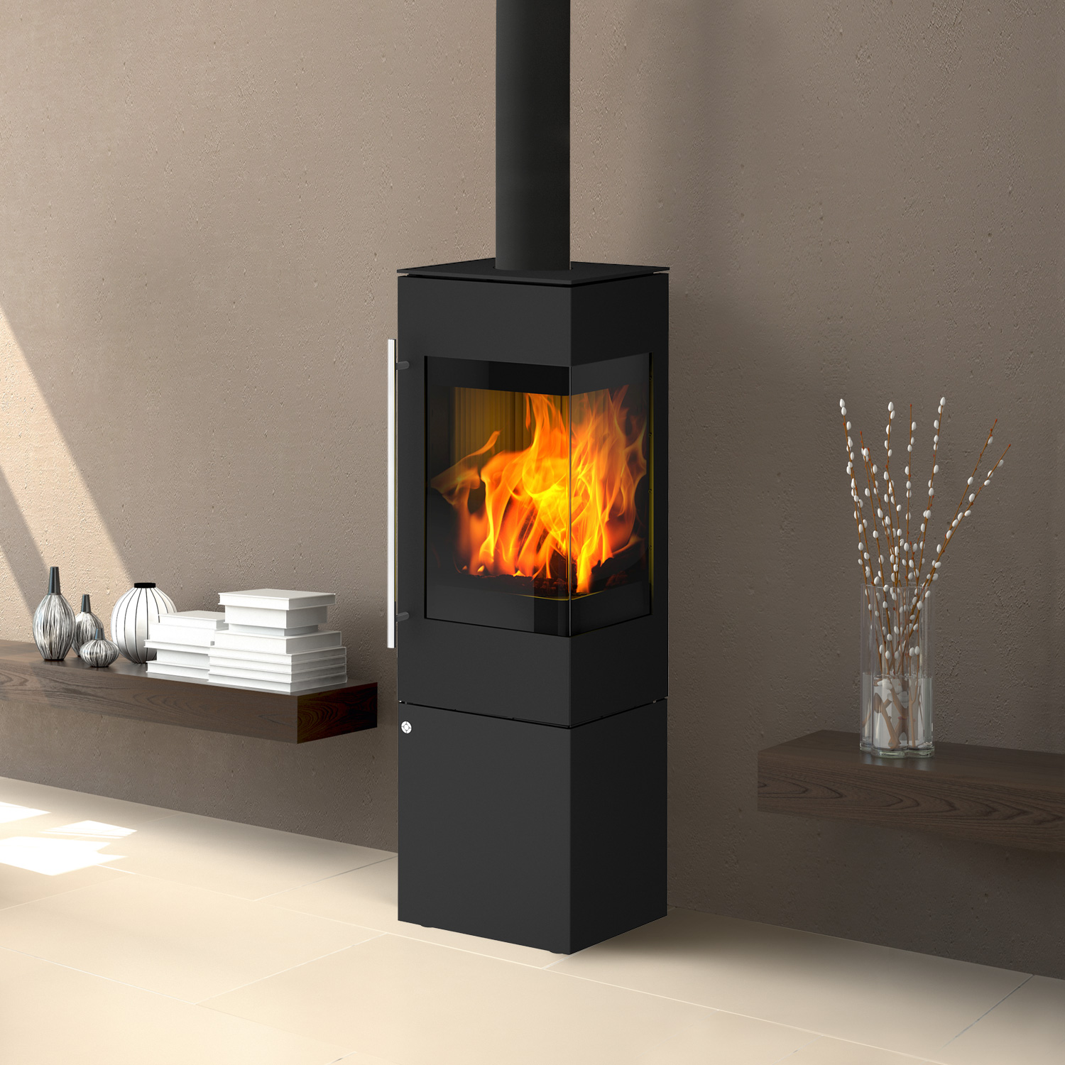 Olsberg Ipala Smart Compact poêle à bois avec ouverture de porte à droite