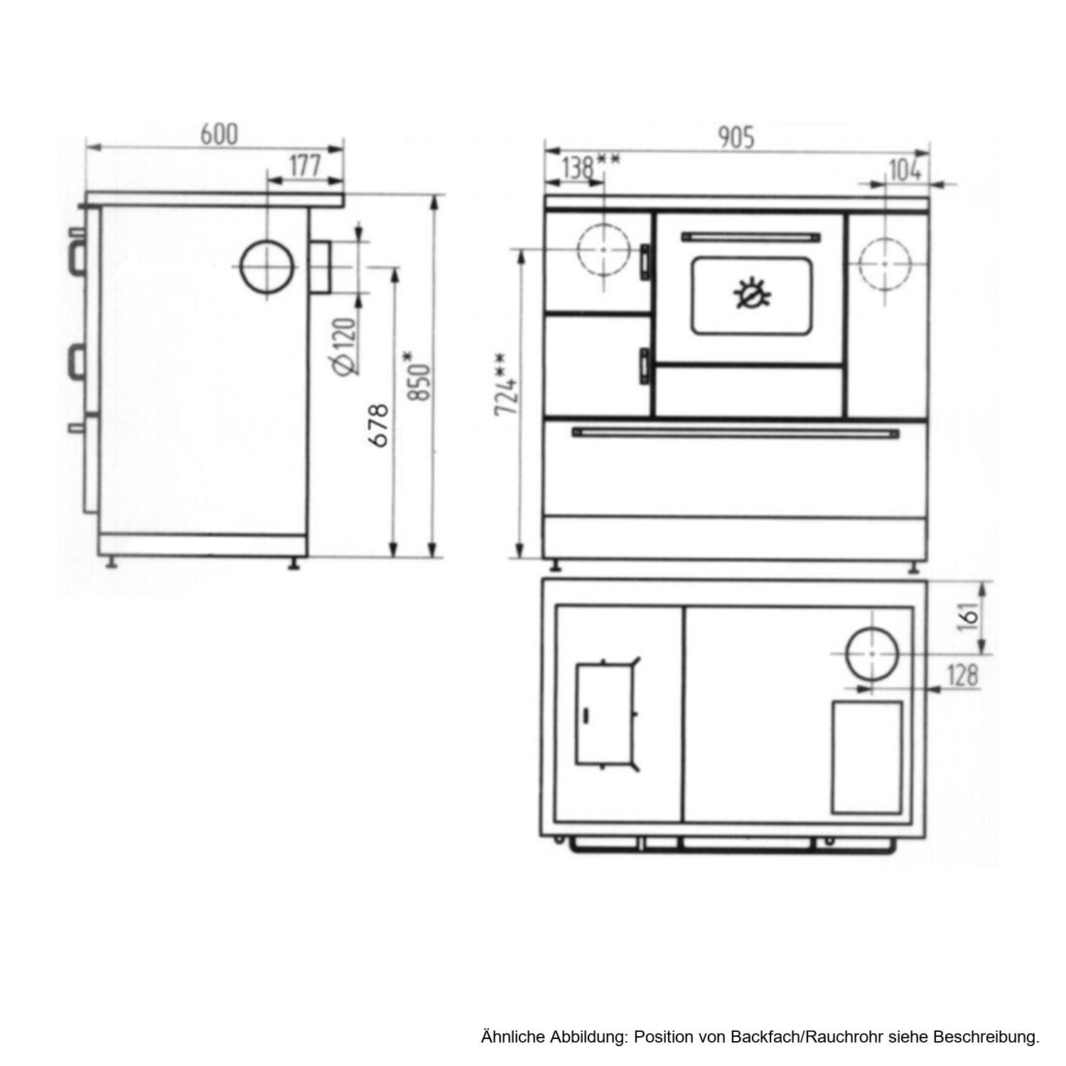 Wamsler K 138 F Cuisinière à bois à gauche blanc avec plaque vitrocéramique