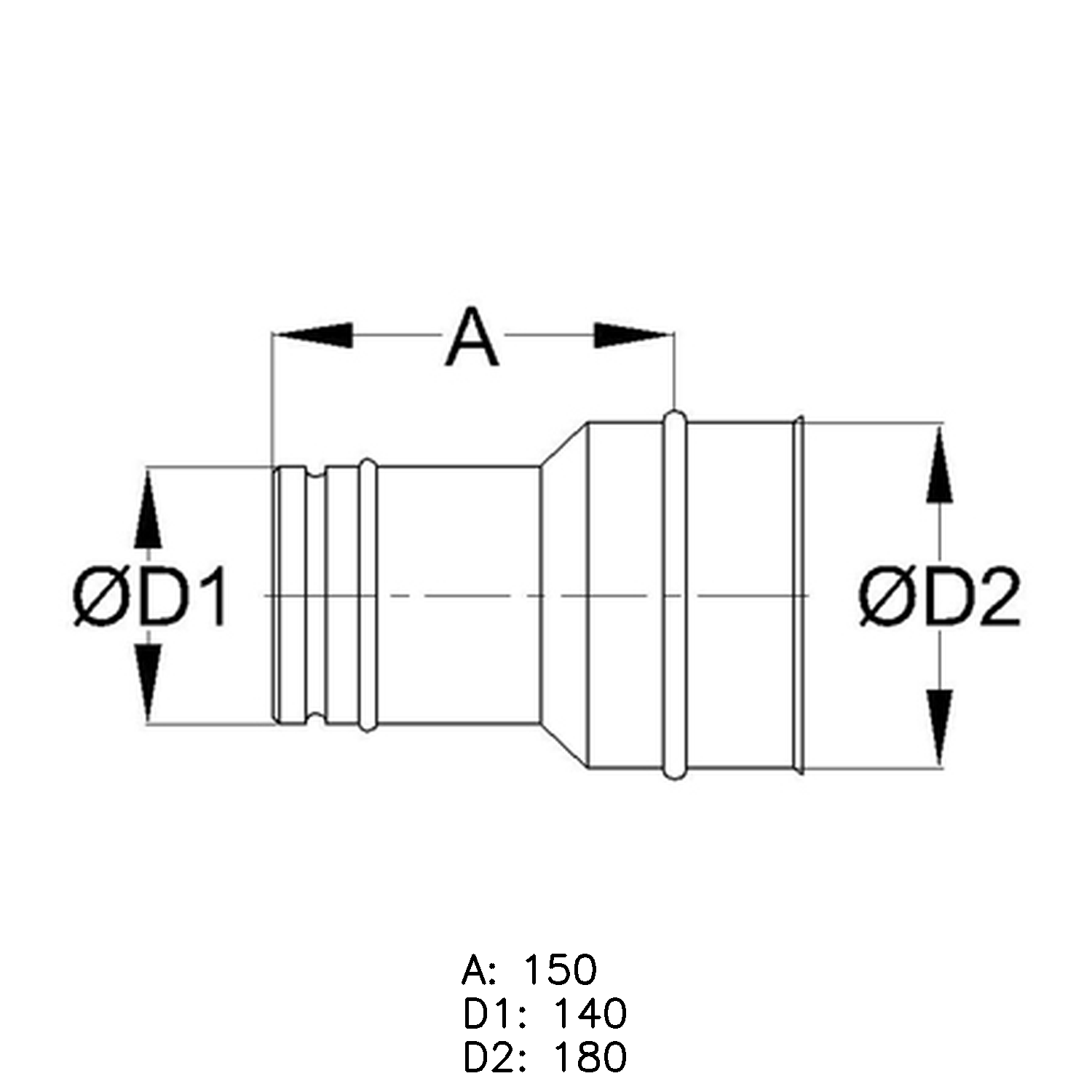 Schiedel extension PPL simple paroi 140mm - 180mm mat