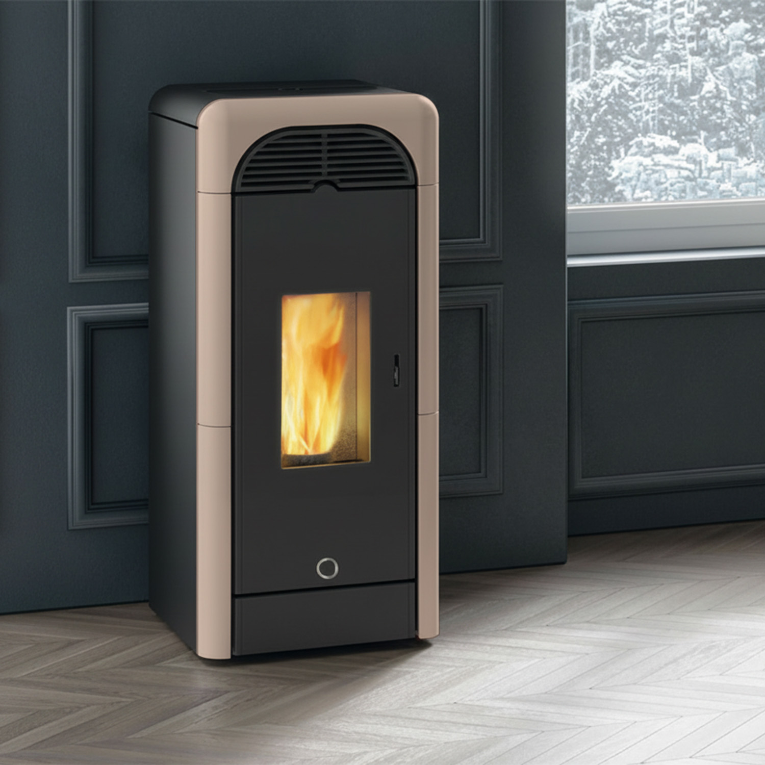 EK63 Berry 90+ Evo Poêle à granulés céramique gris tourterelle