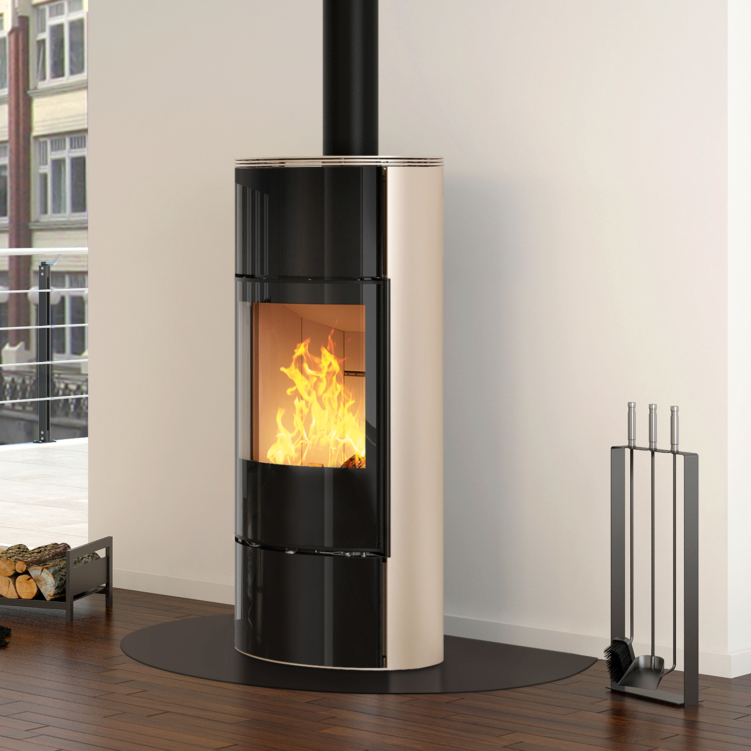Spartherm Senso M H2O poêle à bois avec échangeur d'eau Verre / Perle
