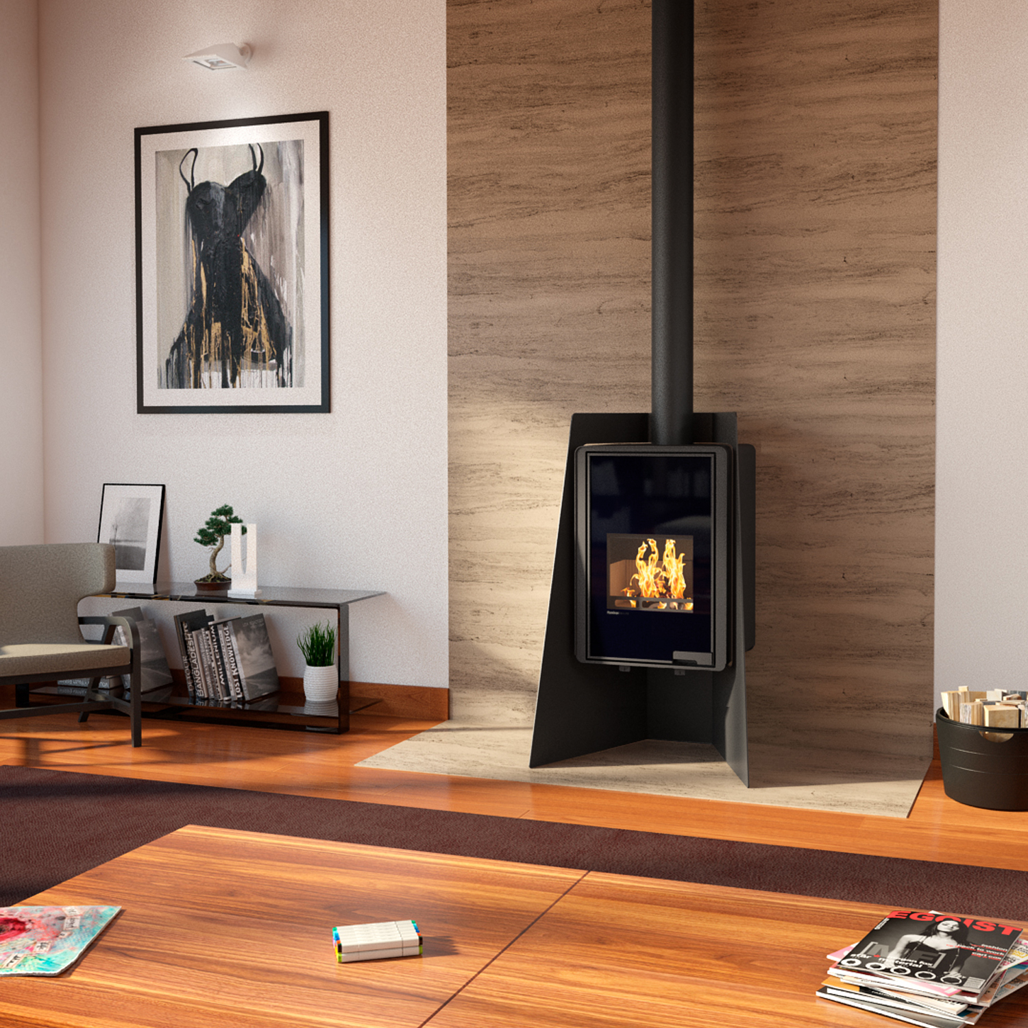 Poêle à bois HS Flamingo Deluxe Island Noir