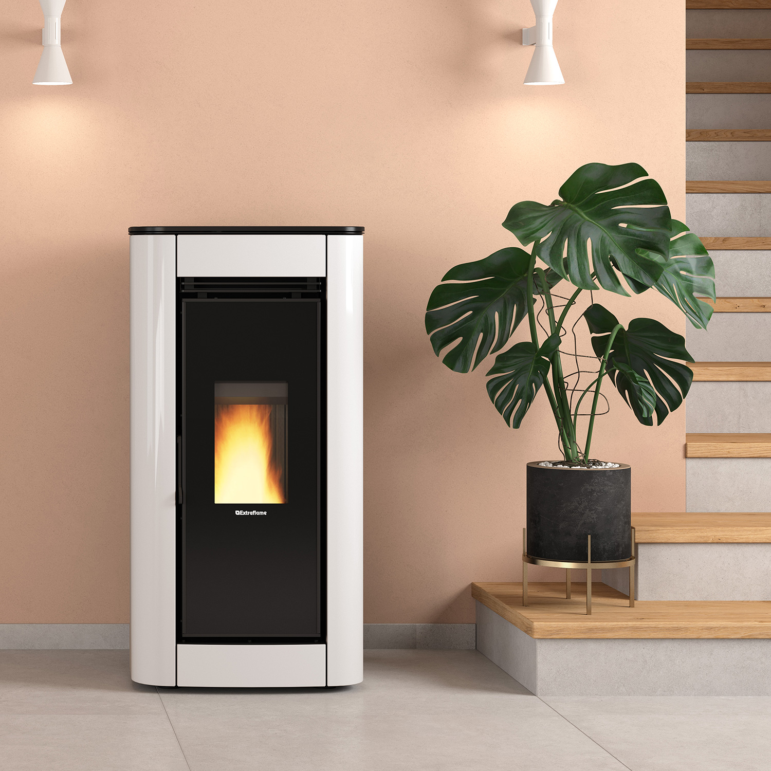 Extraflame Evolution Line Ilary poêle à granulés acier blanc