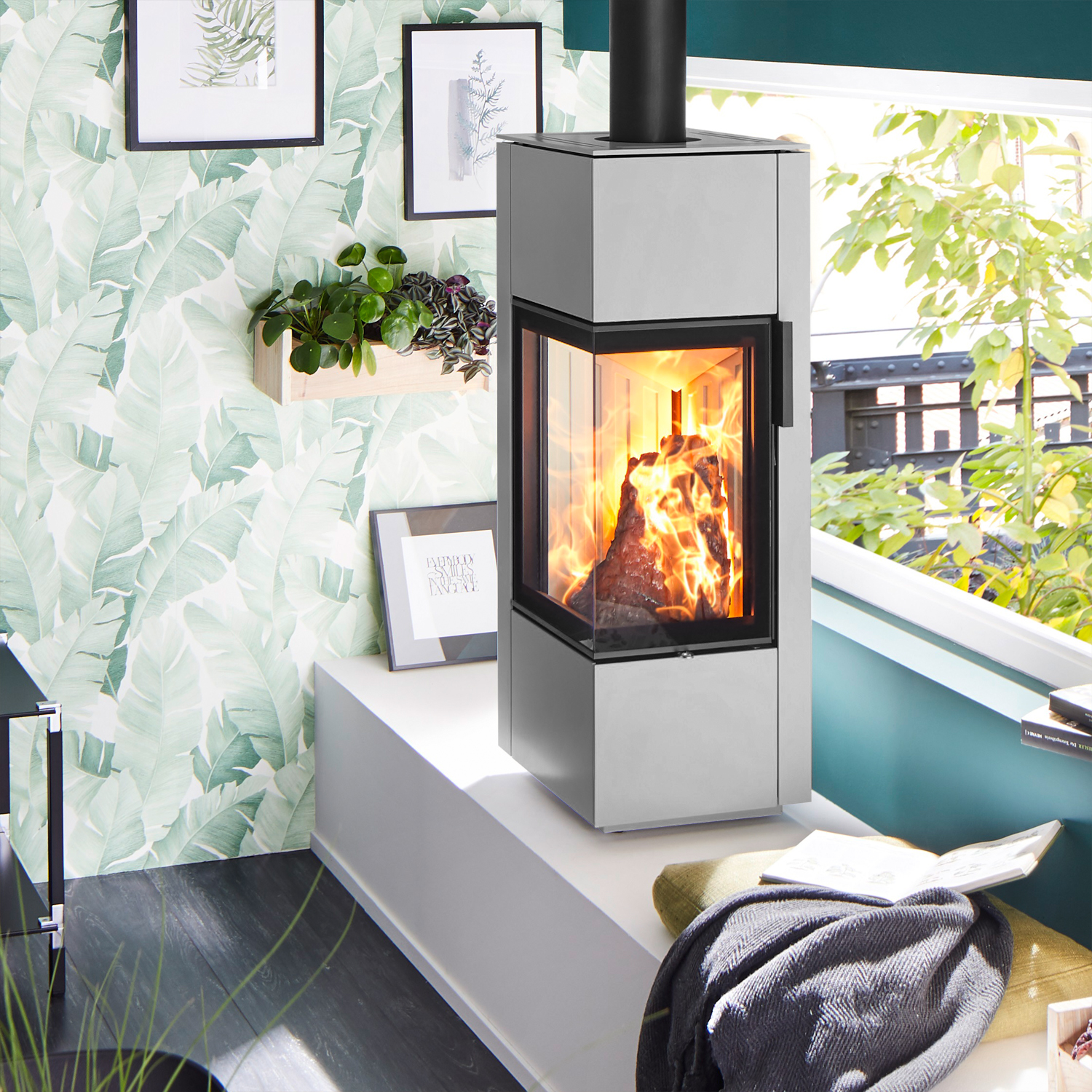 Spartherm Piko S acier Poêle à bois Gris clair Spartherm Piko S acier Poêle à bois Gris clair