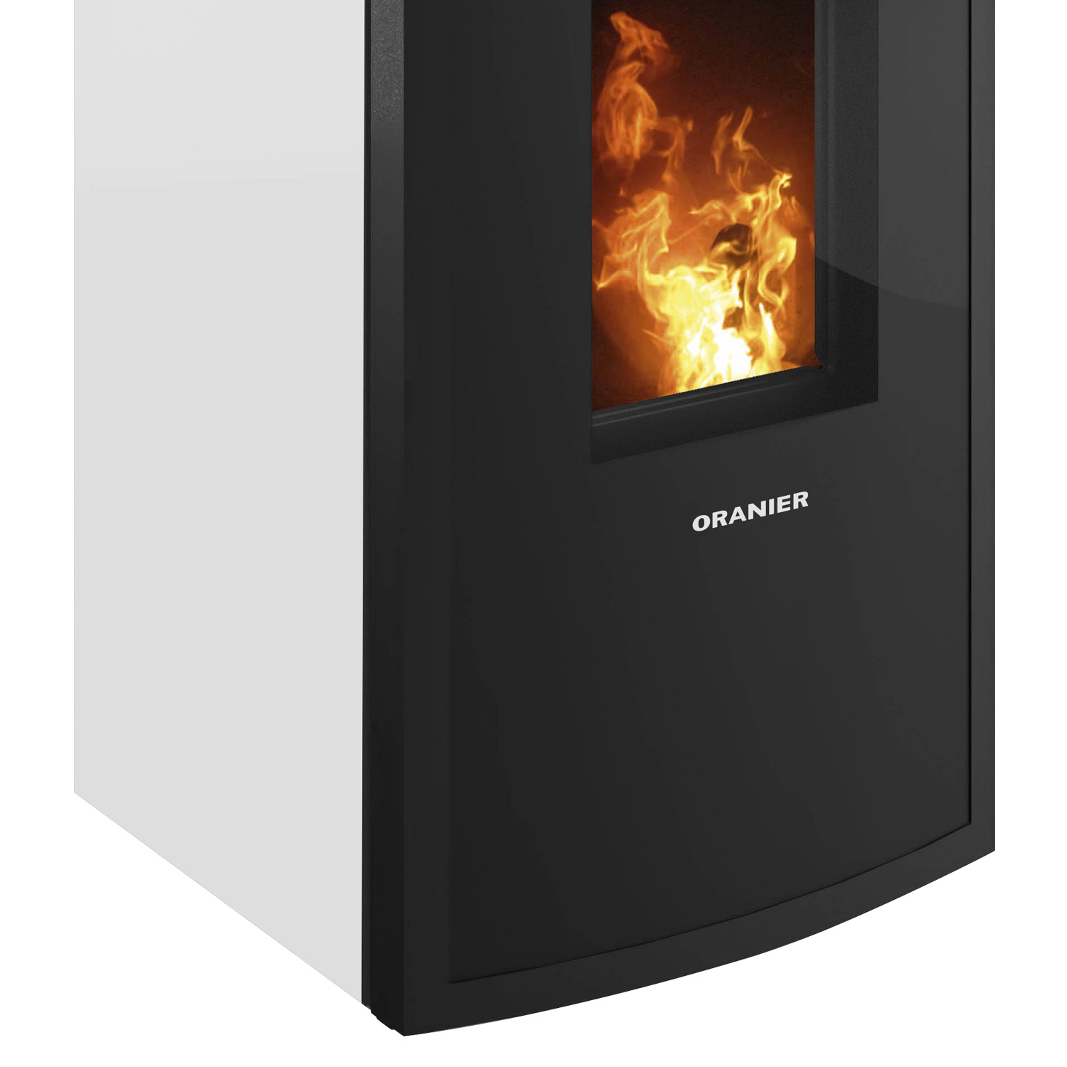 Oranier Neta poêle à bois blanc soie raccord arrière