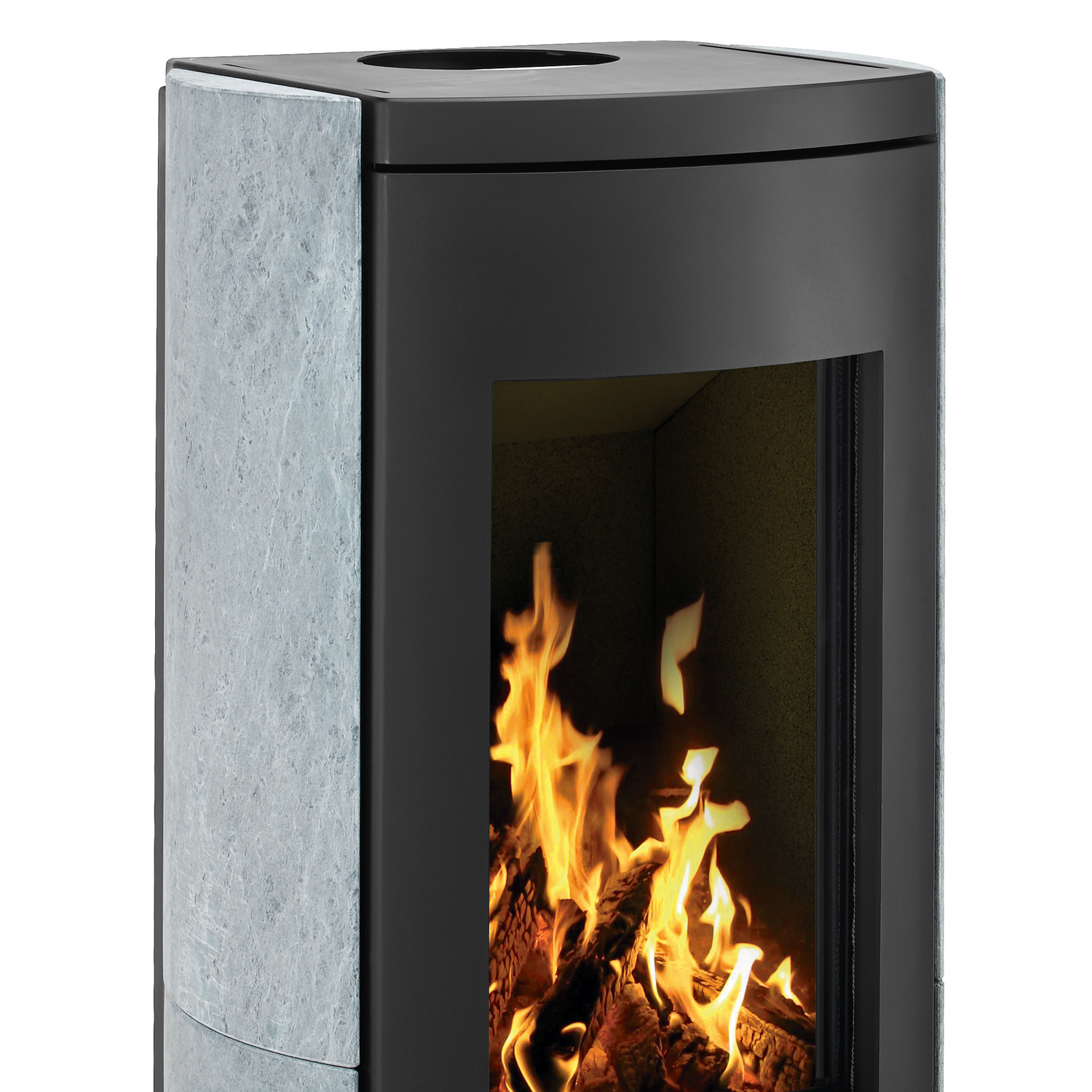 Wamsler Motho poêle à bois acier noir/ pierre naturelle