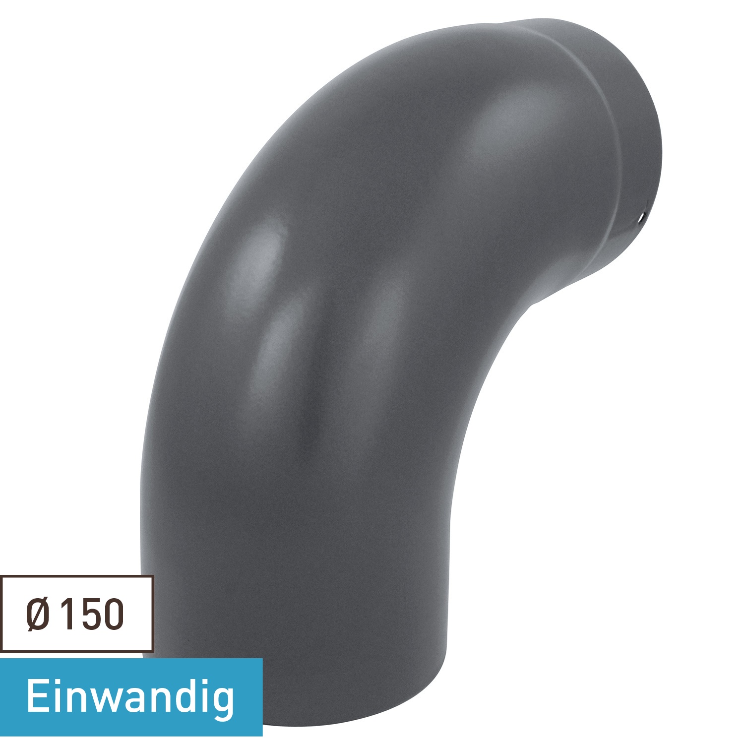 Coude de conduit de fumée / Coude de tuyau de poêle émaillé 150 mm - Coude lisse à 90° Gris