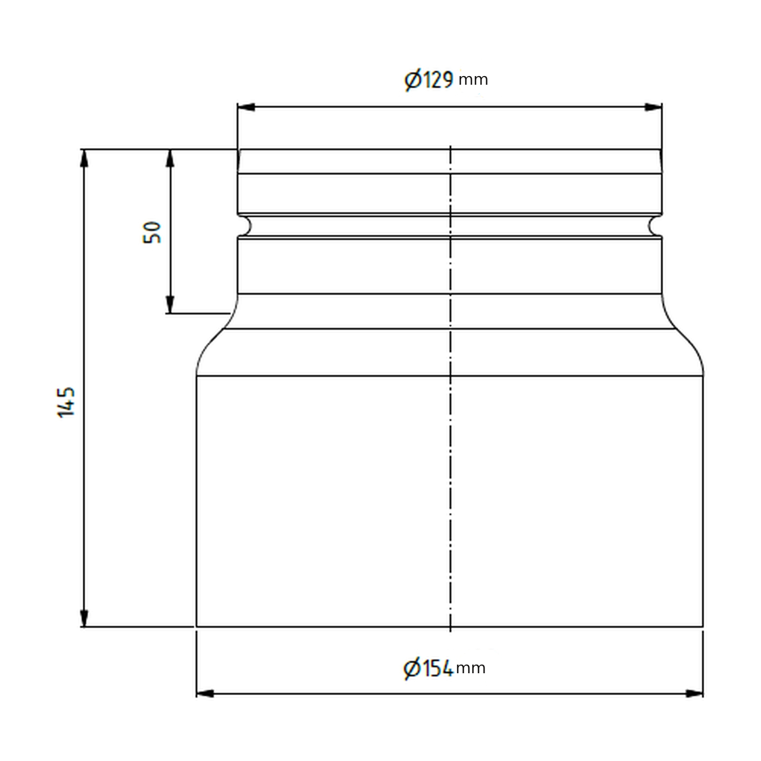 Raik réduction LS diamètre 150w/diamètre 130e noir