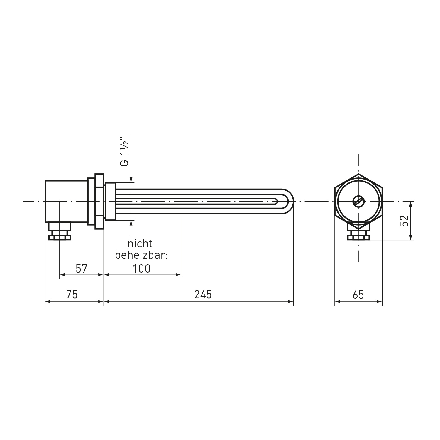 Résistance de chauffage à visser / Cartouche chauffante ESH 2.00 - 2 kW - 245 mm