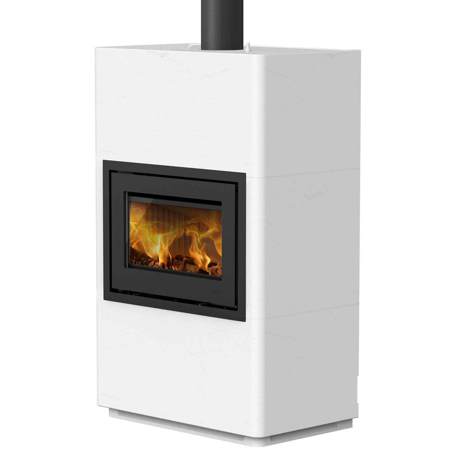 Lotus Beto 470 Poêle à bois Porte Gris, RR dessus, Plaque supérieure en acier gris, Poignée Classic H