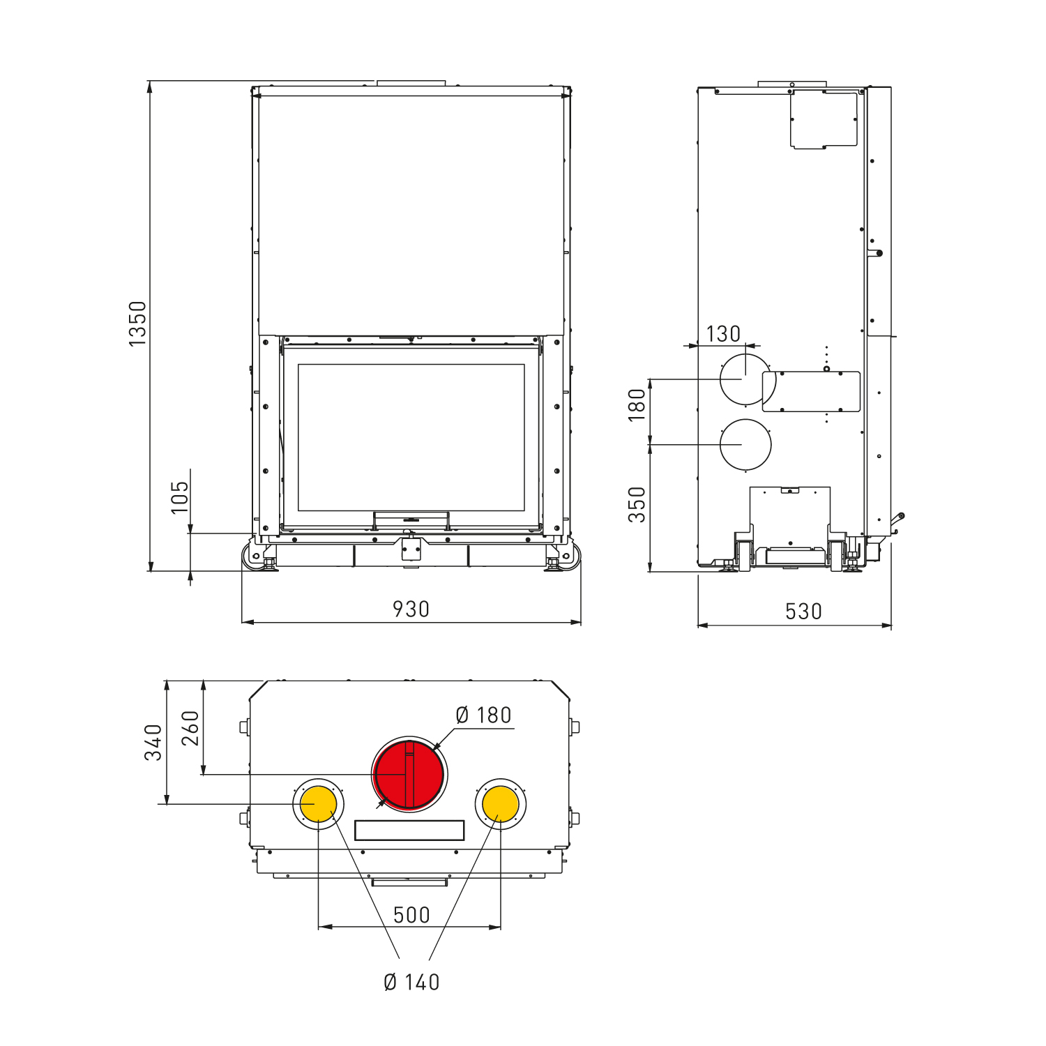 Edilkamin Windo 70 insert de cheminée foyer noir
