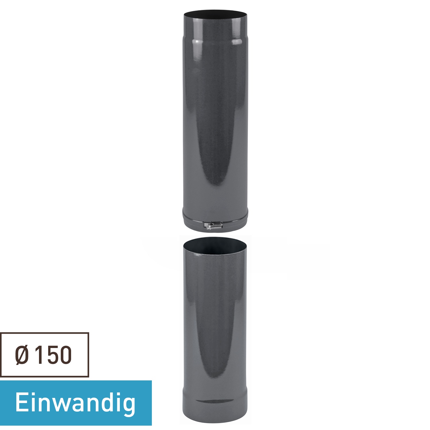 Tube de poêle / Conduit de fumée émaillé 150 mm - Tube télescopique gris