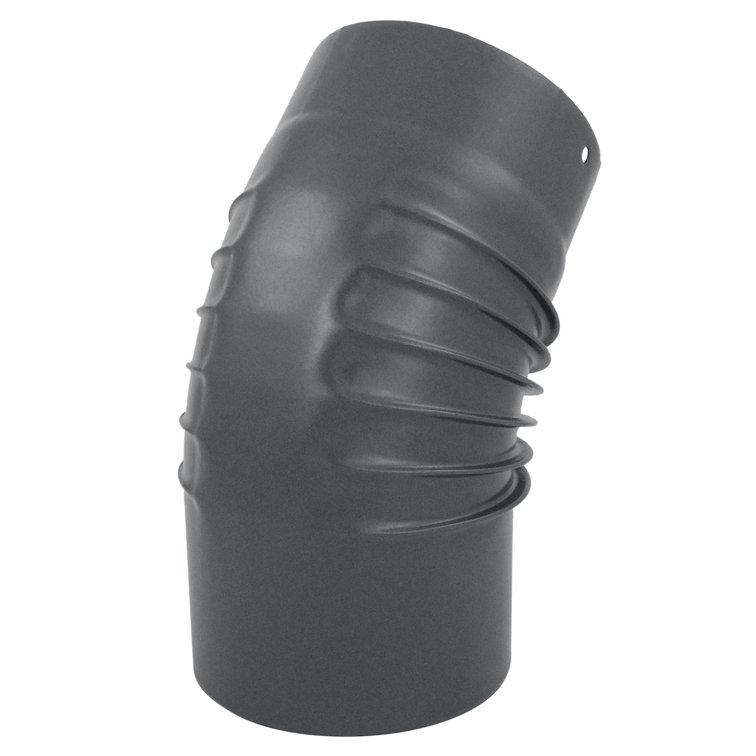 Coude de conduit de fumée / Coude de tuyau de poêle émaillé 150 mm - Coude à 45° nervuré gris Coude de conduit de fumée / Coude de tuyau de poêle émaillé 150 mm - Coude à 45° nervuré gris