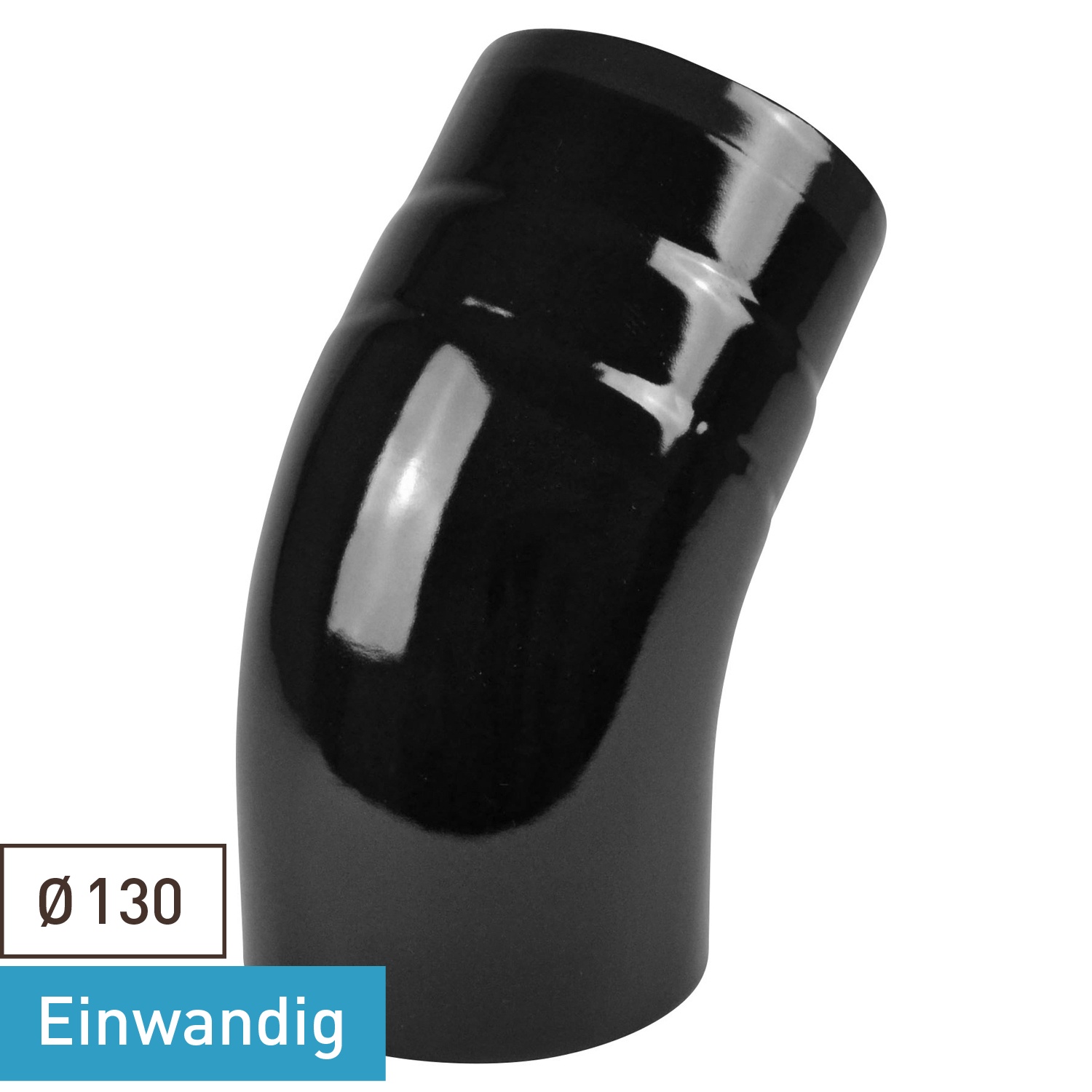 Coude de conduit de fumée / Coude de tuyau de poêle émaillé 130mm - Coude 45° lisse Noir