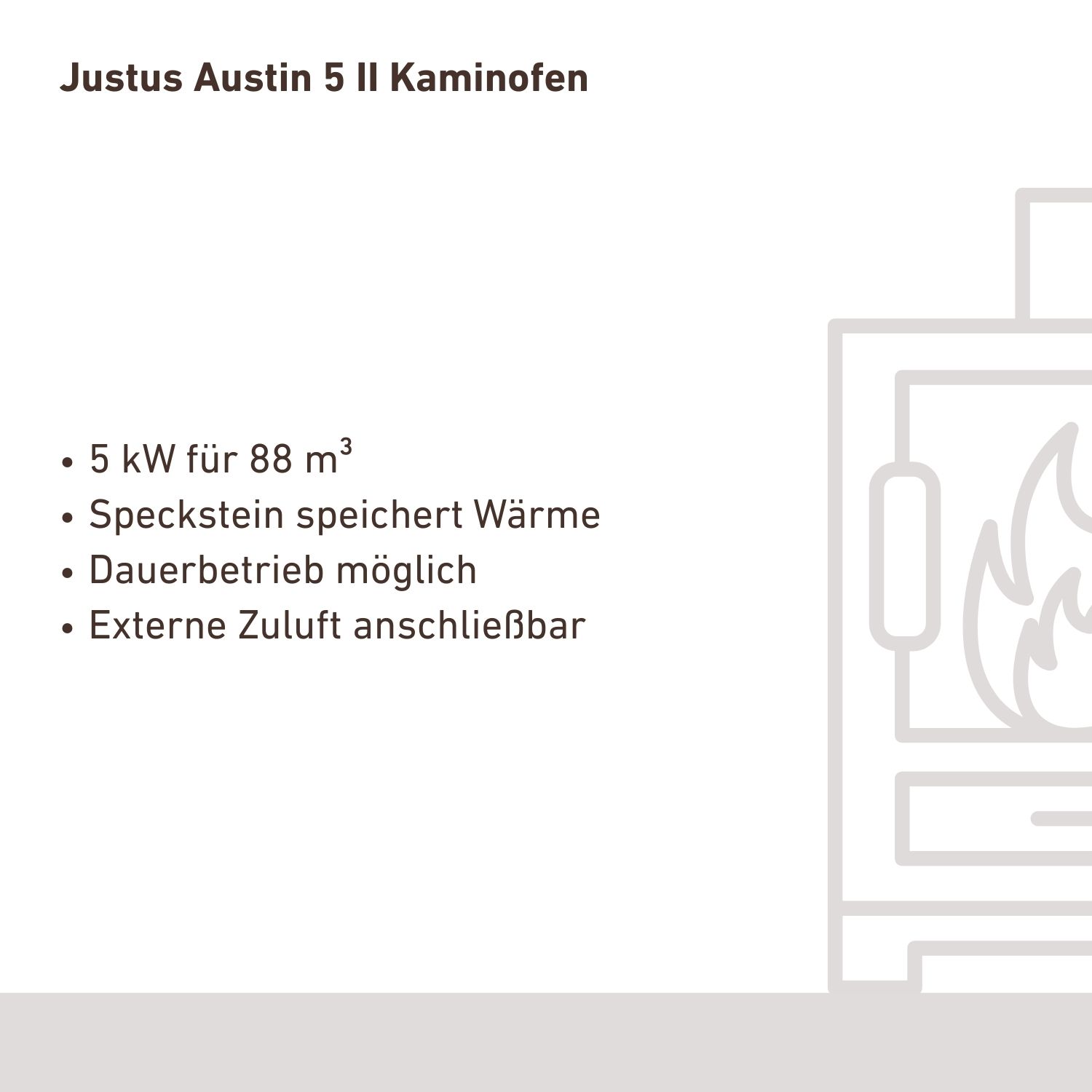 Justus Austin 5 II Poêle à bois Acier Noir / Pierre ollaire