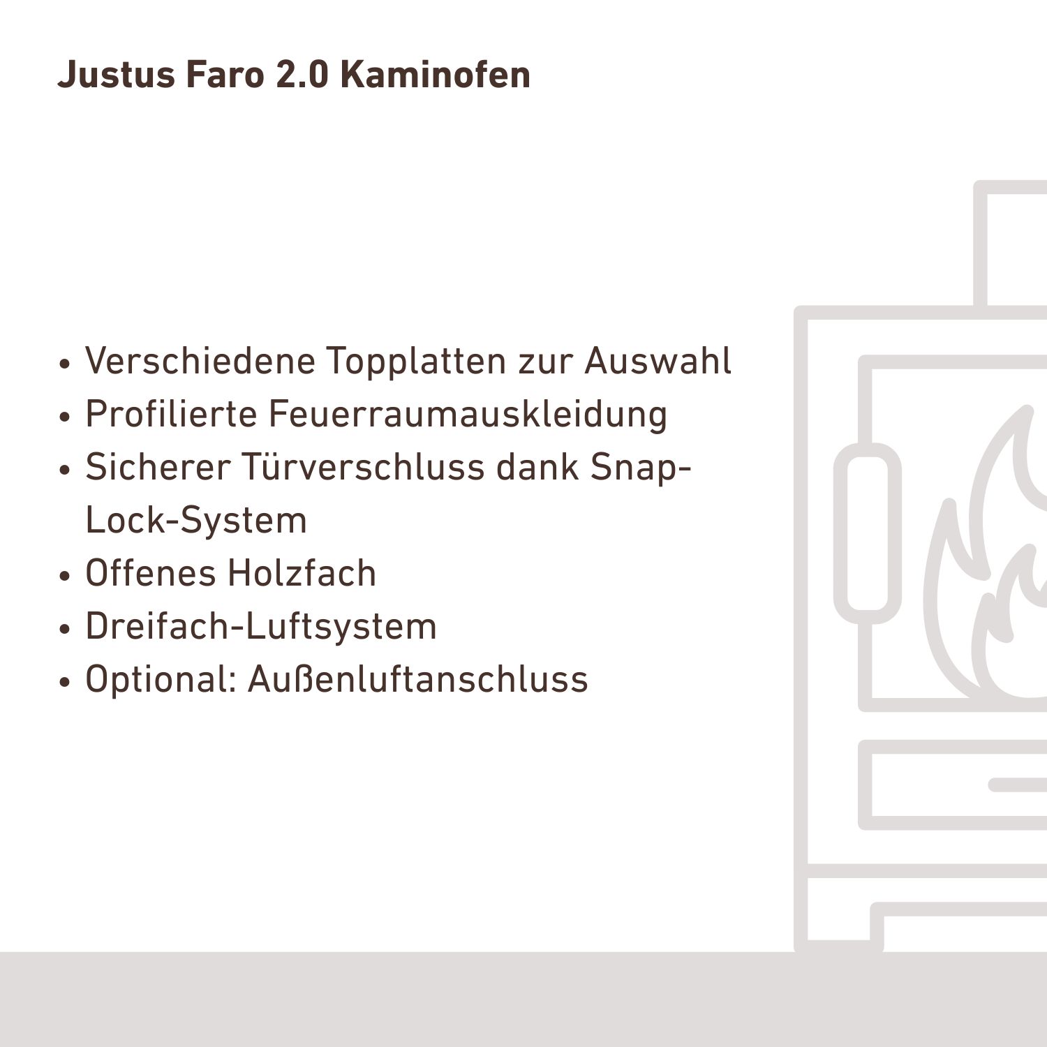 Justus Faro 2.0 Poêle à bois en acier gris fonte avec plaque de recouvrement en stéatite.