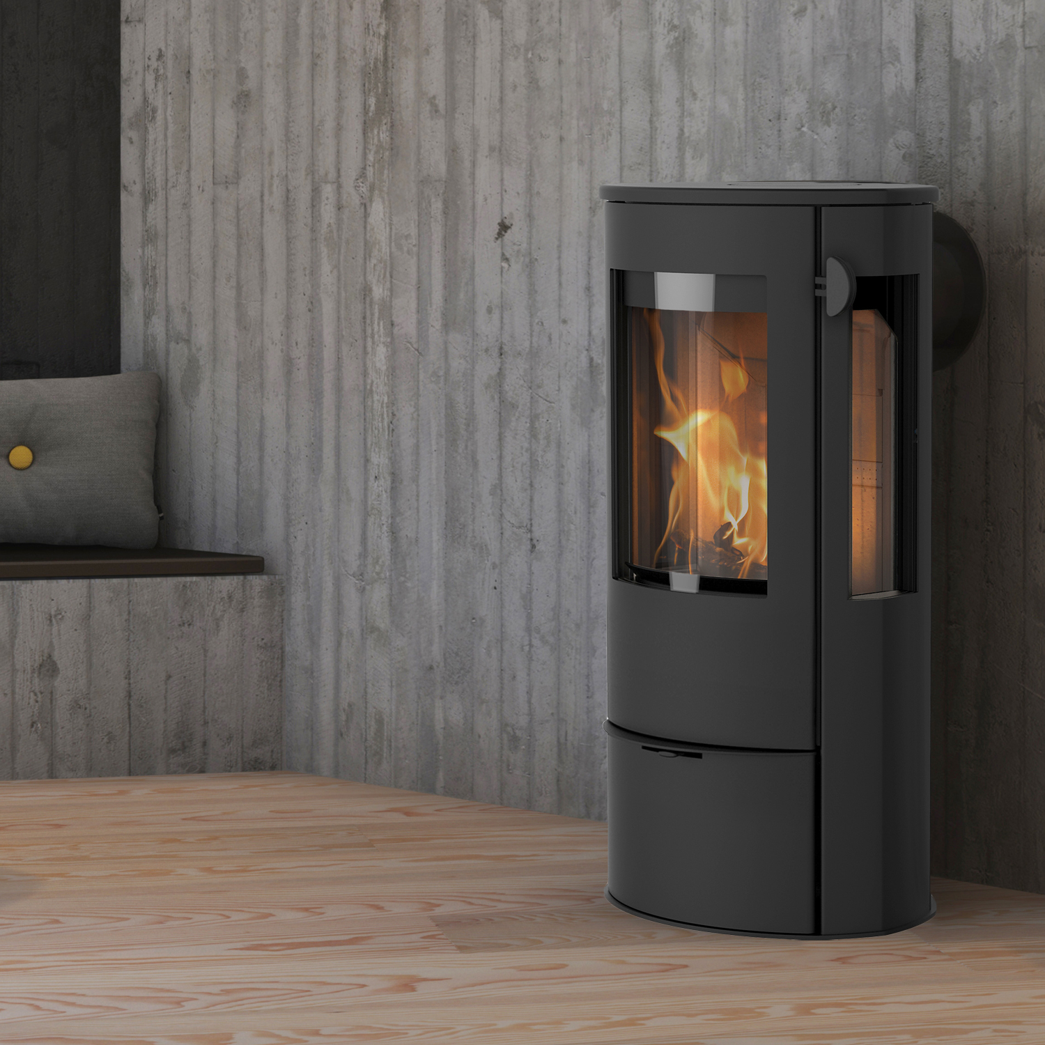 Poêle à bois Lotus Liva 5G Noir, sortie de fumée arrière