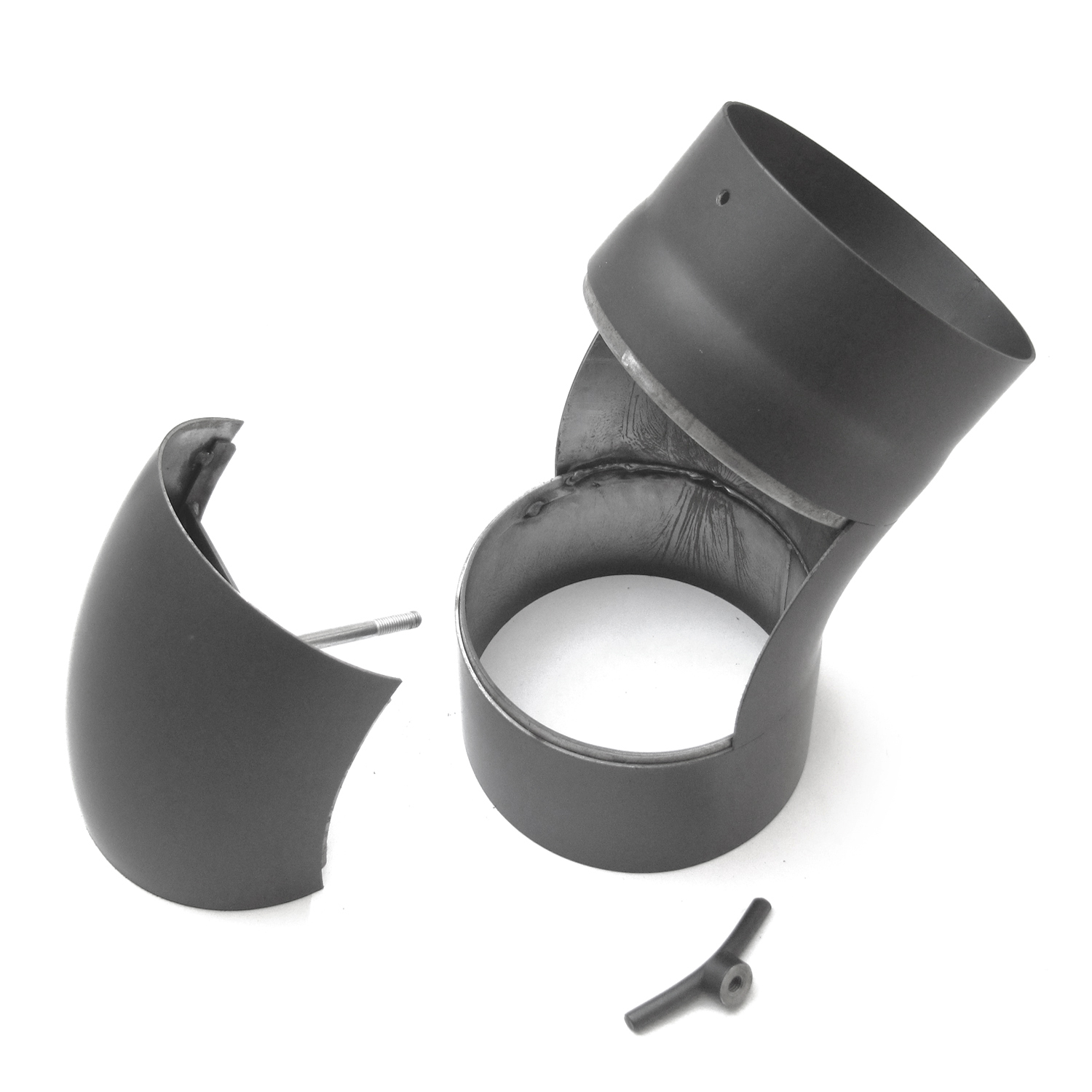 Coude de conduit de fumée Raik / Tuyau de poêle 150 mm - 45° tiré gris fonte