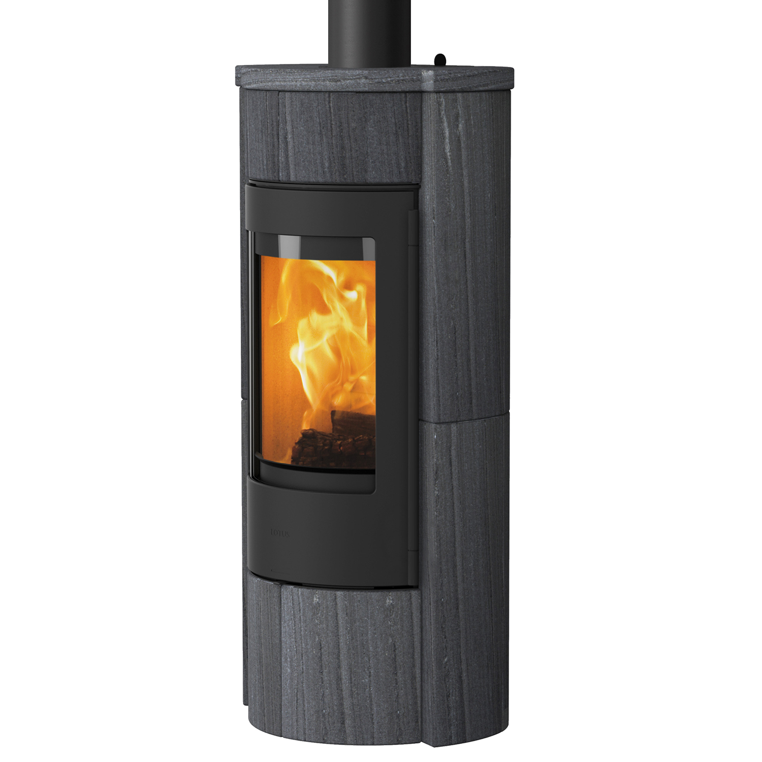 Lotus Prestige M Poêle à bois Noir Indian Night, inclus PowerStones, DIBt, RR en haut