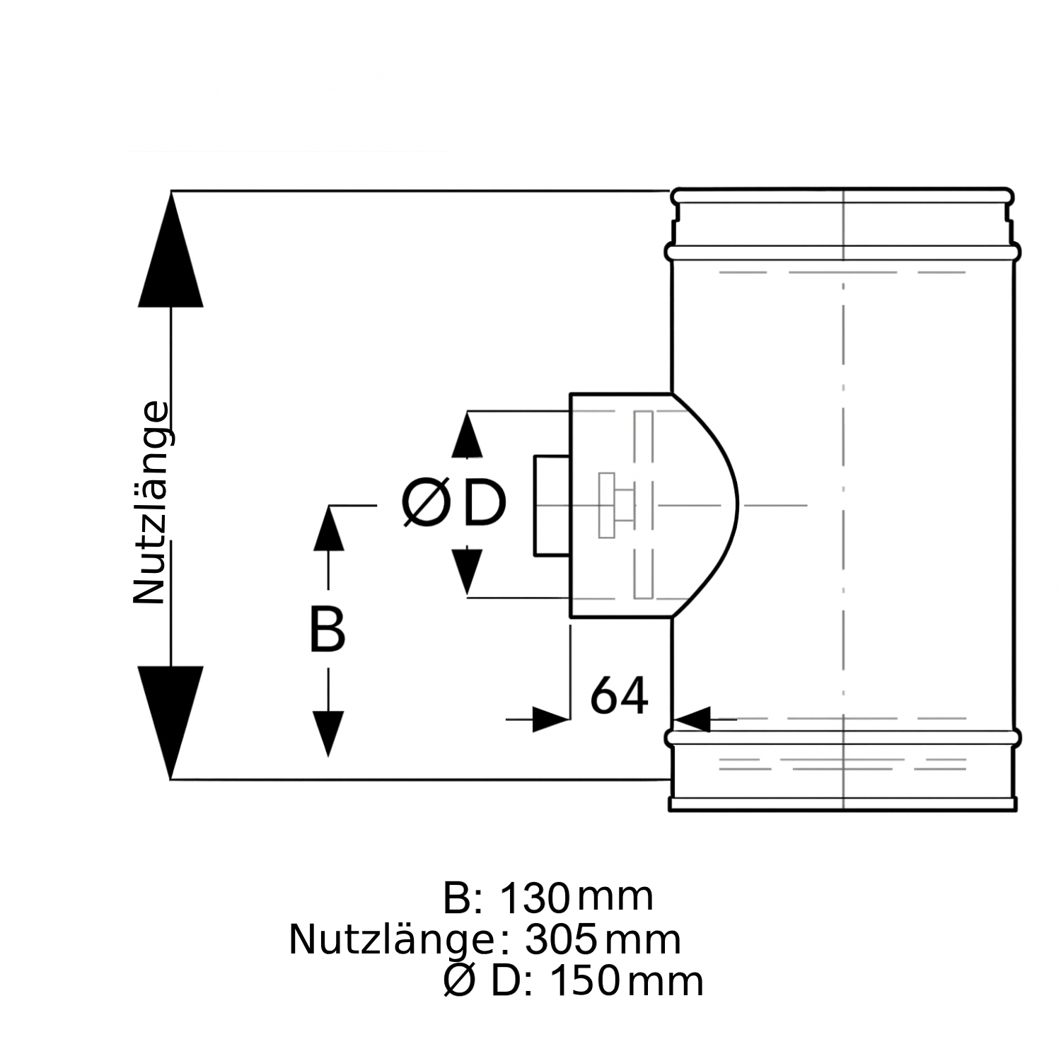 Schiedel ICS raccord de porte de visite rond pour huile et gaz Ø180 mm double paroi brillant