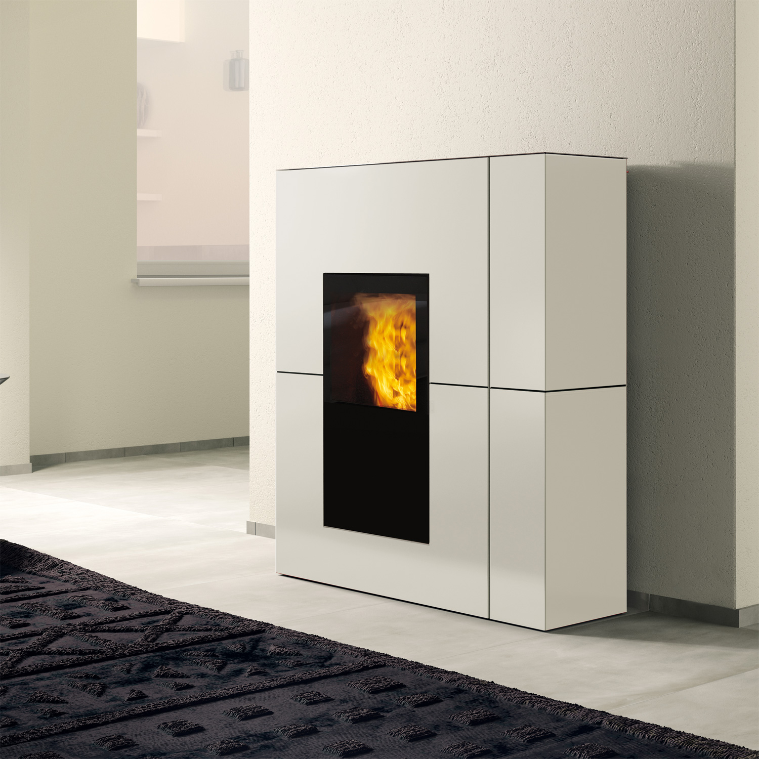 Edilkamin Blade H 23 Evo poêle à granulés bouilleur acier blanc mat inclus kit R-FX