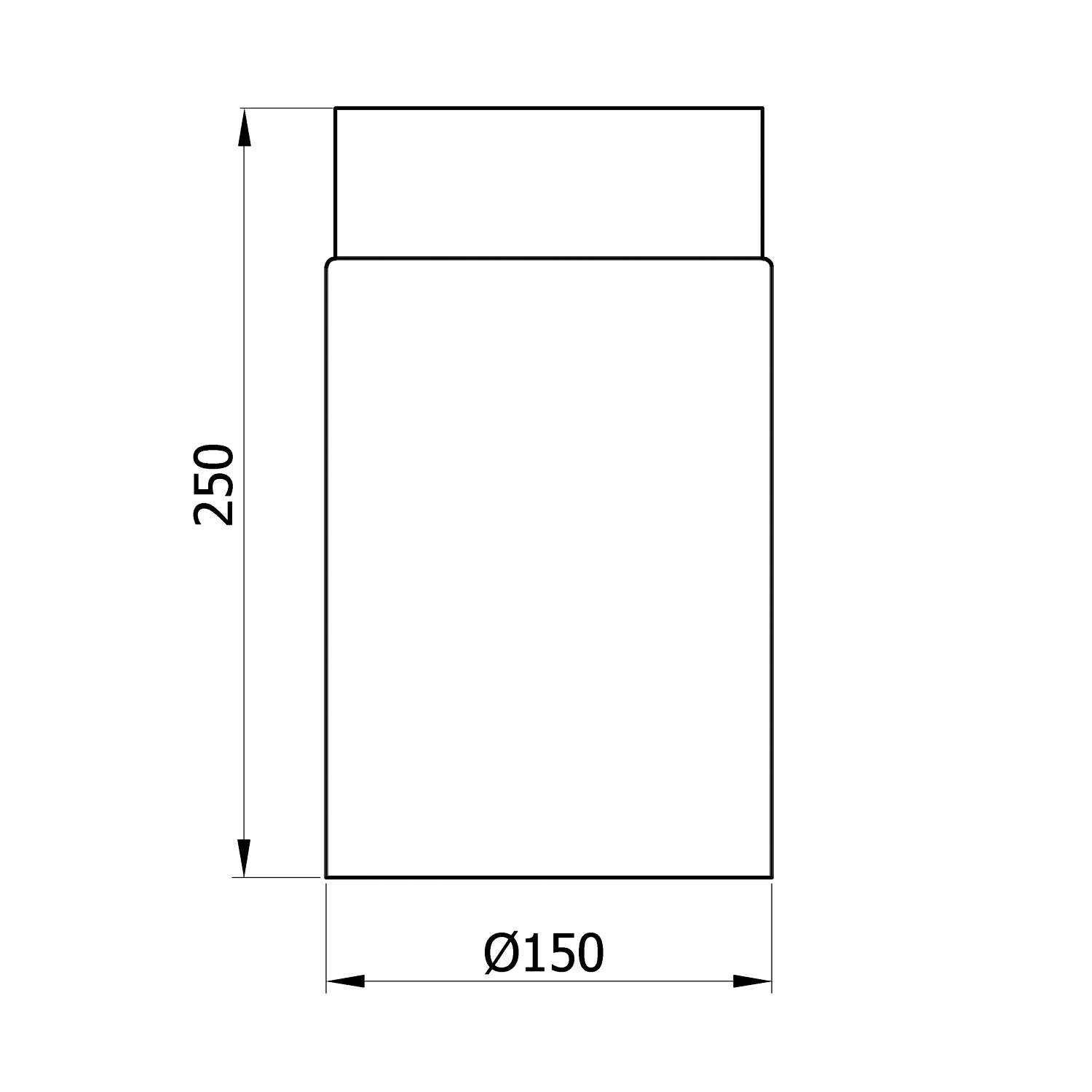 Raik Basic élément de longueur 150mm noir L:250mm pour tuyau de fumée / conduit de fumée