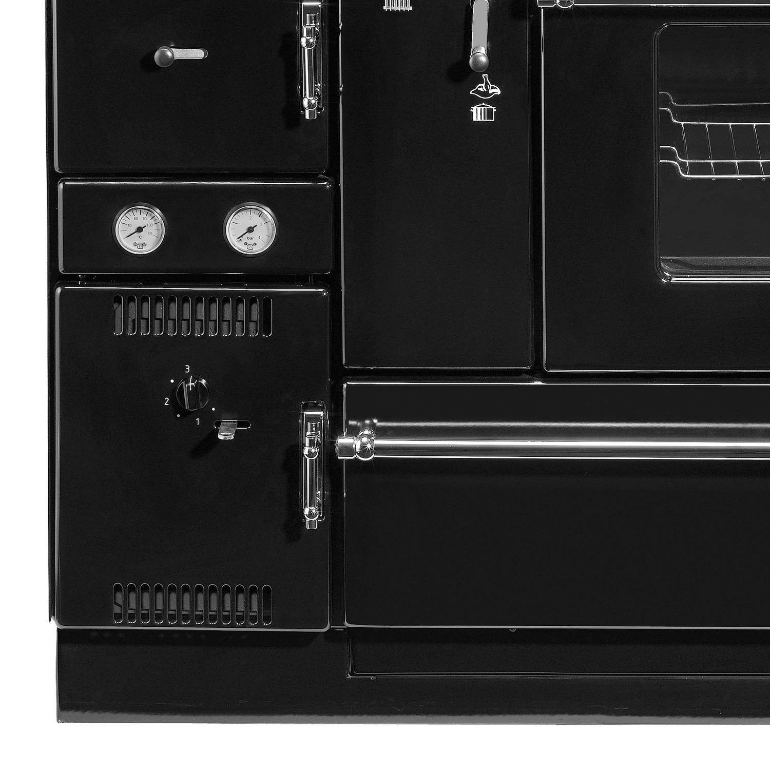 Wamsler K 178 Poêle à bois avec raccordement à l'eau Noir Tuyau de fumée à droite