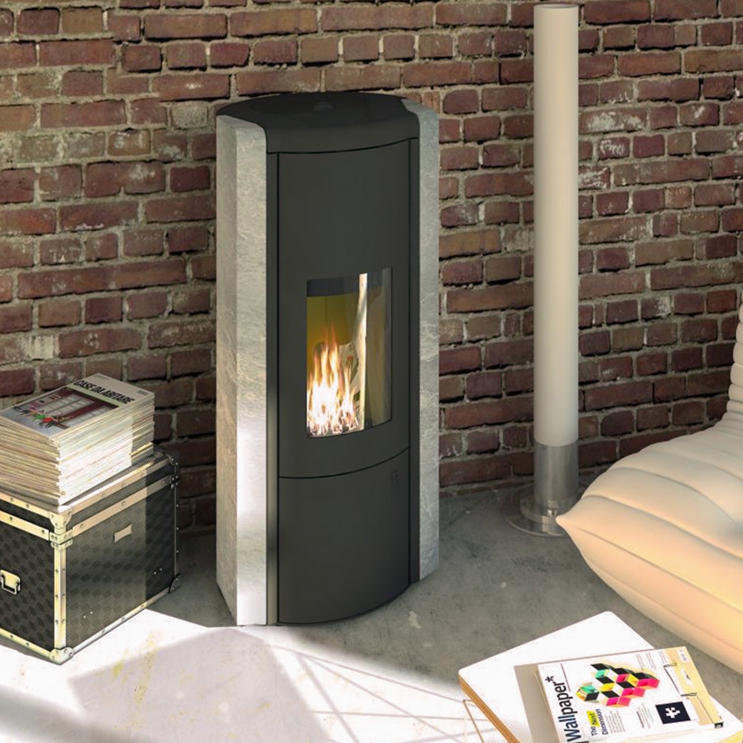 Olsberg Arina 3.0 poêle à granulés acier noir/pierre naturelle serpentine