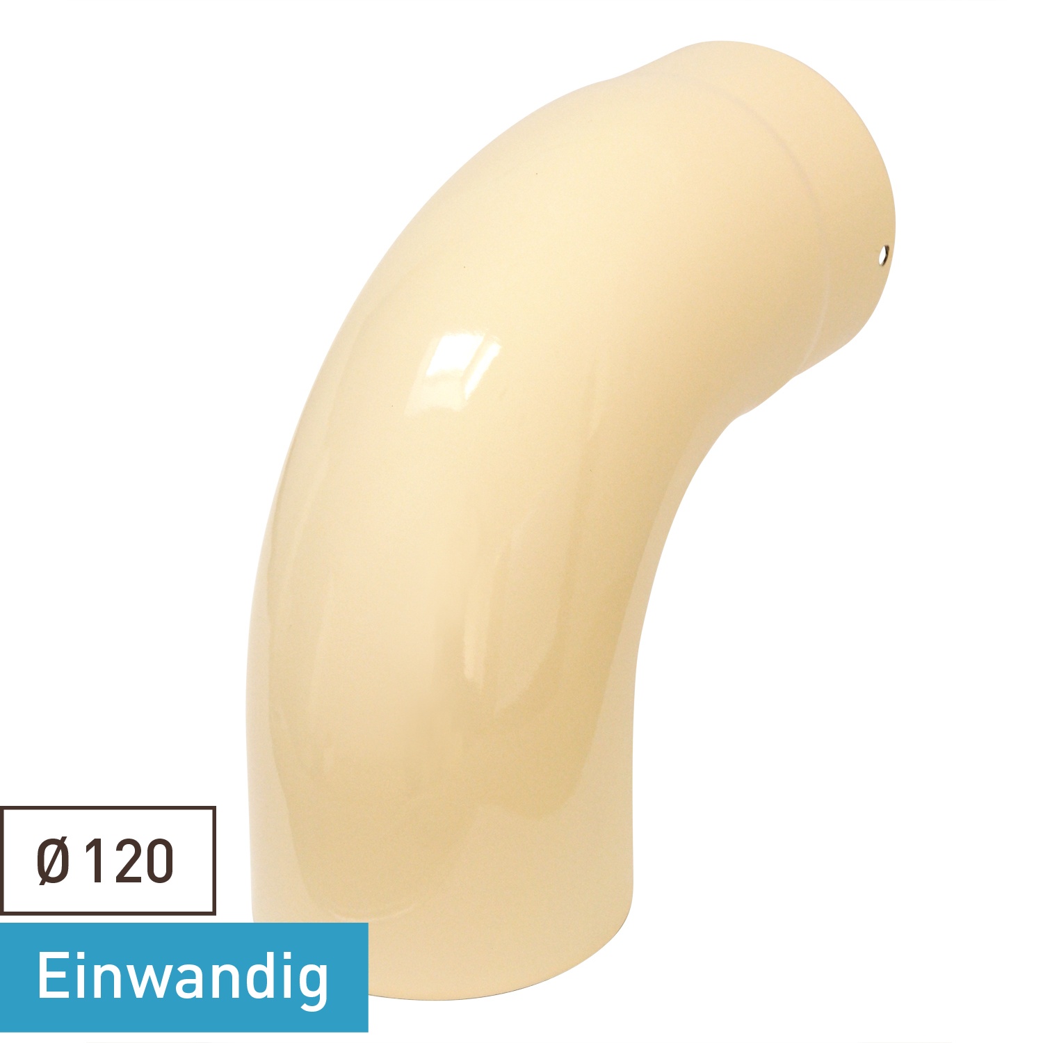 Coude de conduit de fumée / Coude de tuyau de poêle émaillé 120mm - Coude à 90° lisse ivoire