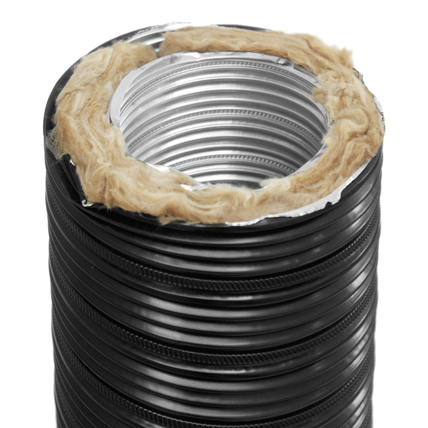 Therm Flex conduit flexible en aluminium isolé noir Ø 100 mm longueur 0,75 m, pour raccordement à l'air extérieur.