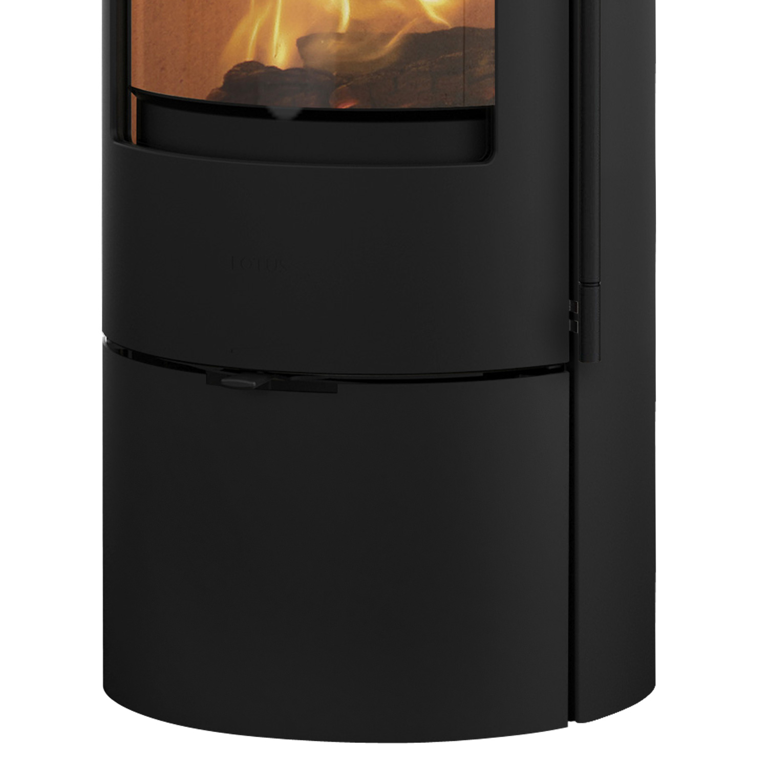 Lotus Prestige Basic Poêle à bois en acier noir, DIBt, raccordement du conduit de fumée à l'arrière.