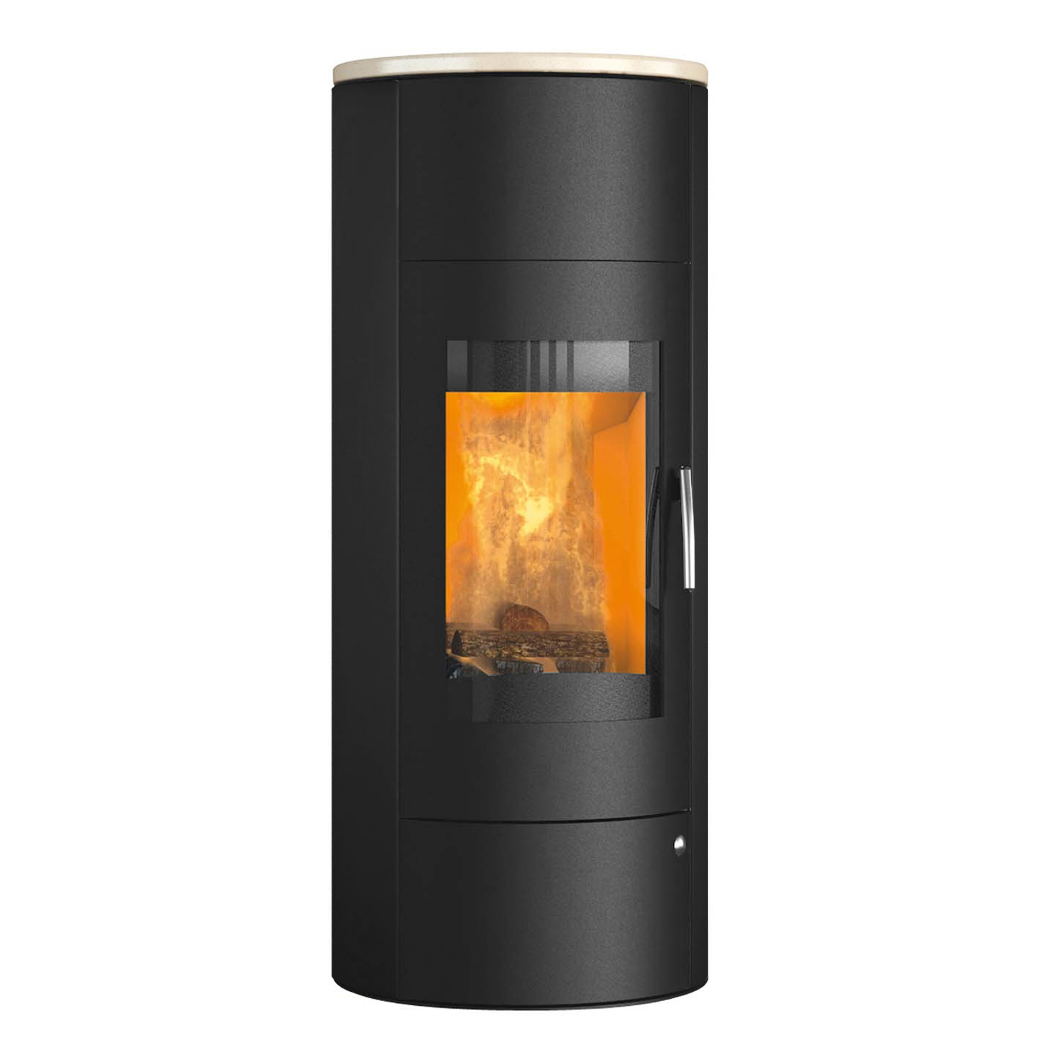 Poêle à bois avec circulation d'eau Königshütte Taurus Aqua en acier noir | Plaque supérieure en céramique vanille