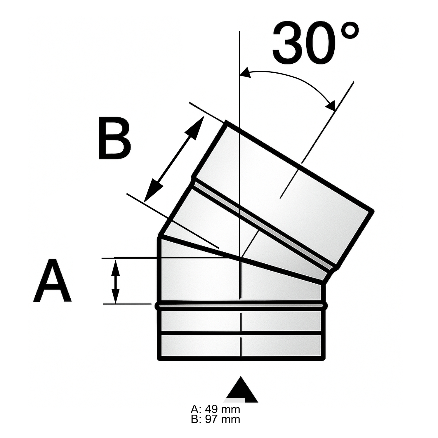 Schiedel PRIMA PLUS coude 30° Ø150 mm simple paroi mat