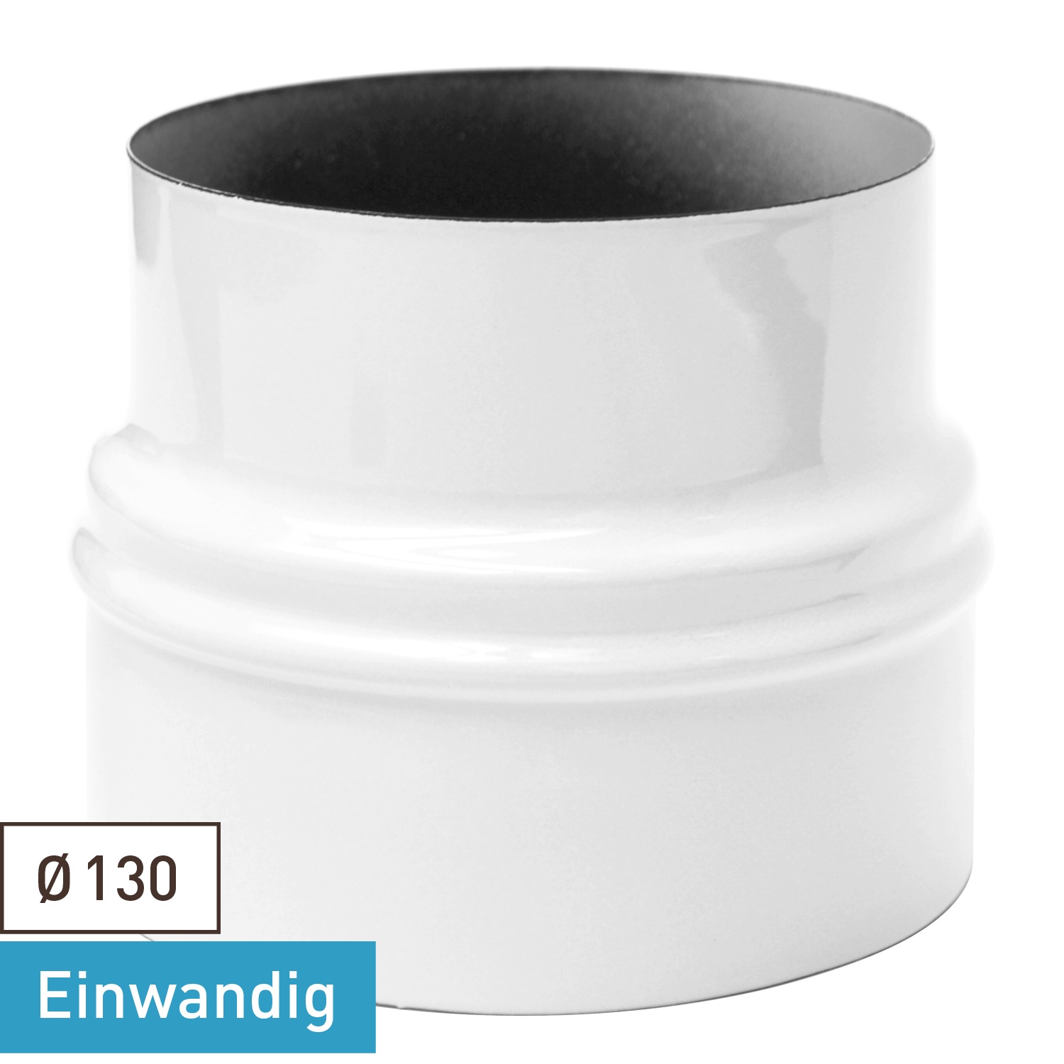 Extension de tuyau de poêle / conduit de fumée émaillé 130mm - 150mm blanc