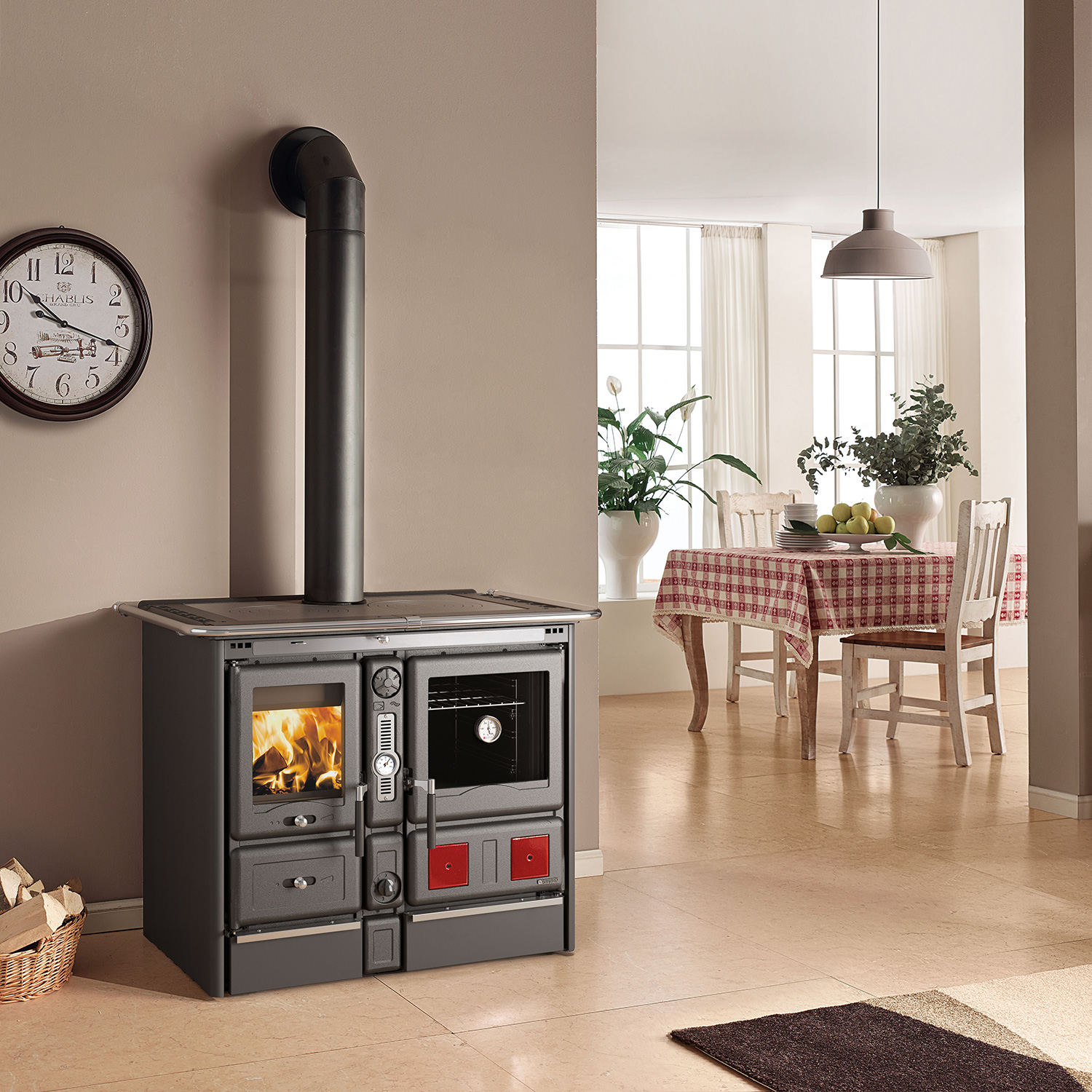 La Nordica Termorosa XXL DSA.16, Cuisinière à bois bouilleur, Noir