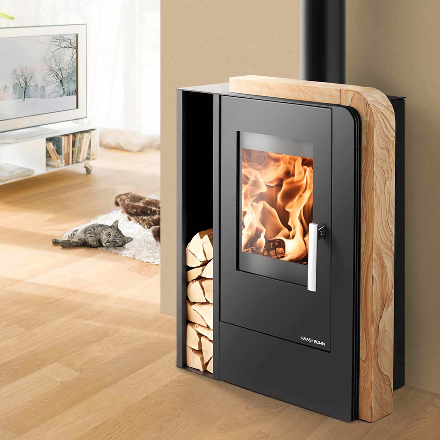 Haas+Sohn Aruba easy Poêle à bois Noir / Woodstone