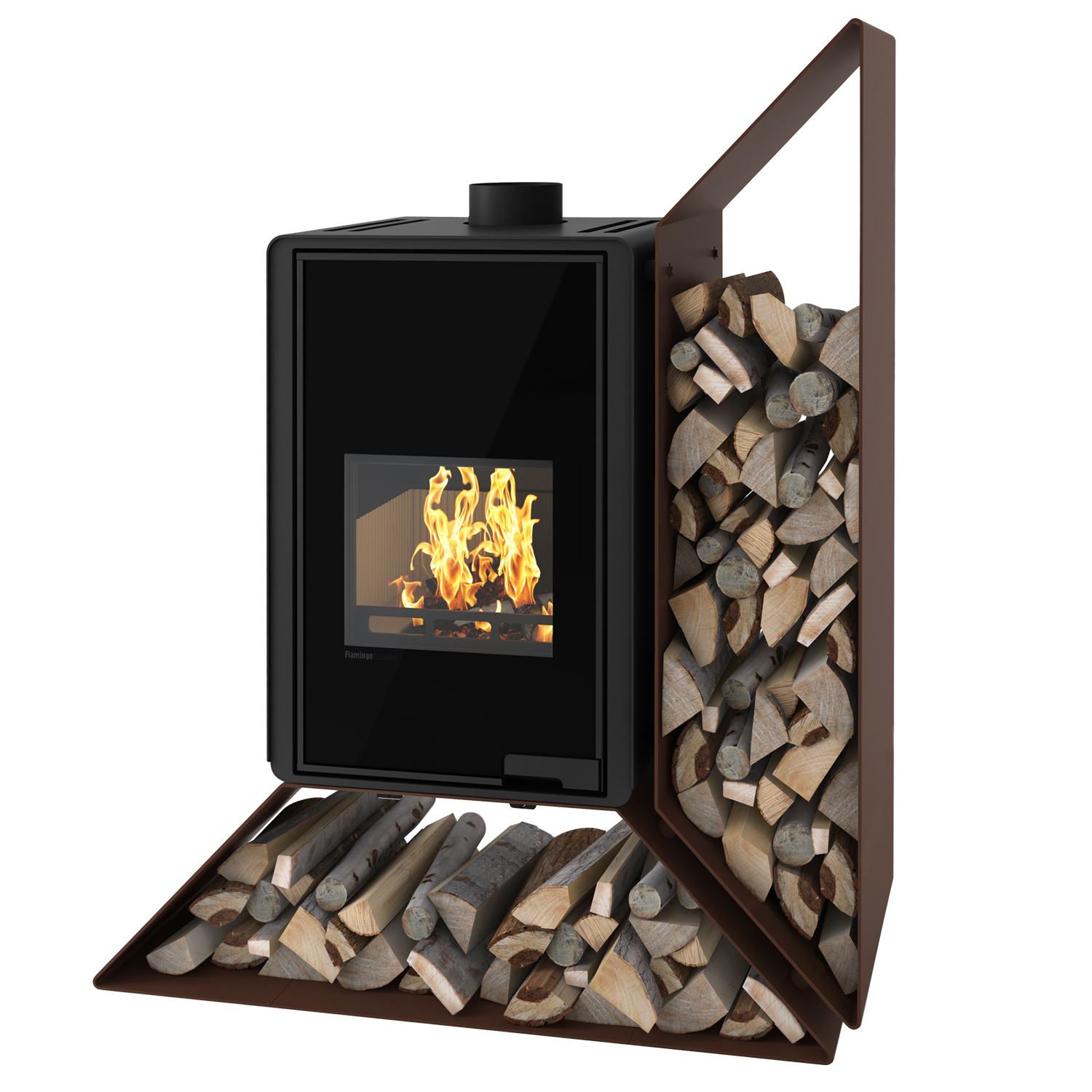 HS Flamingo Deluxe Kampa Poêle à bois Marron Étagère à droite