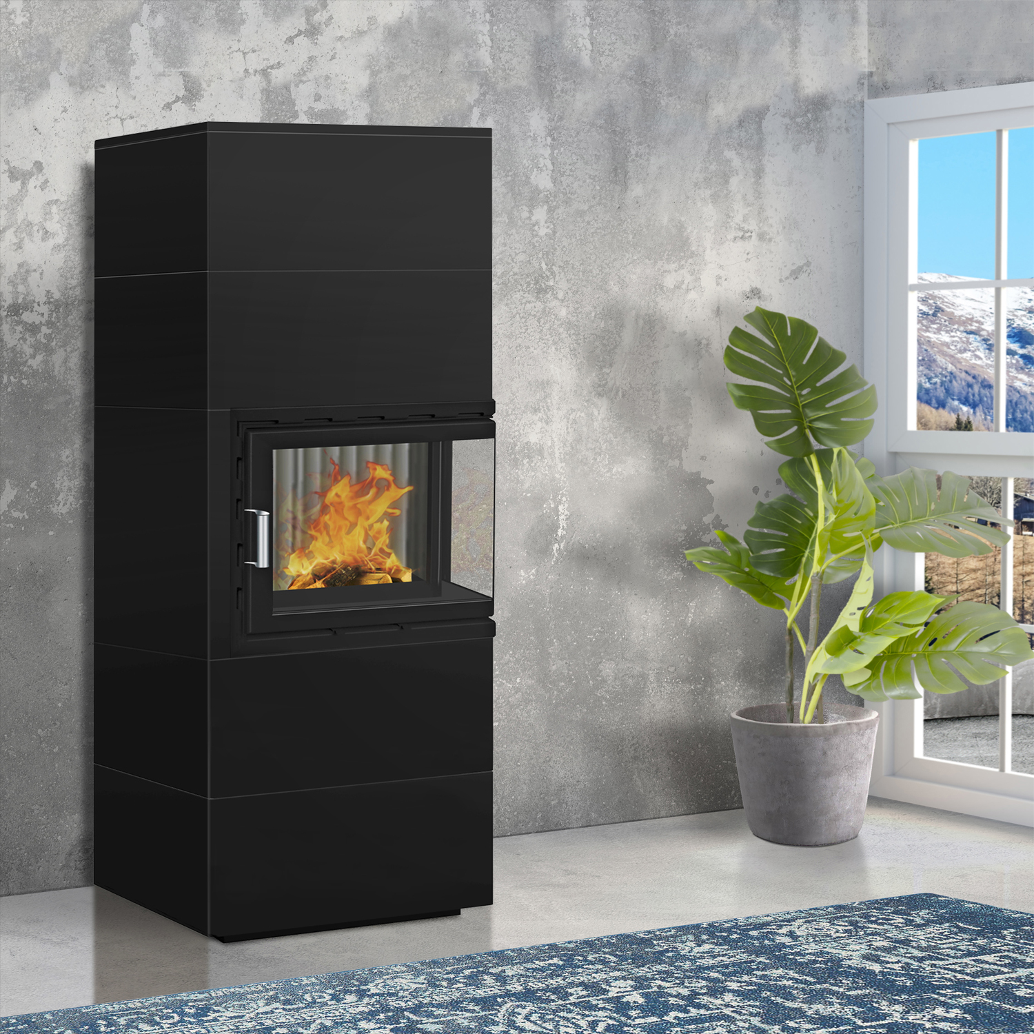 Wamsler Modulo 70/180 L kit de cheminée à droite Noir