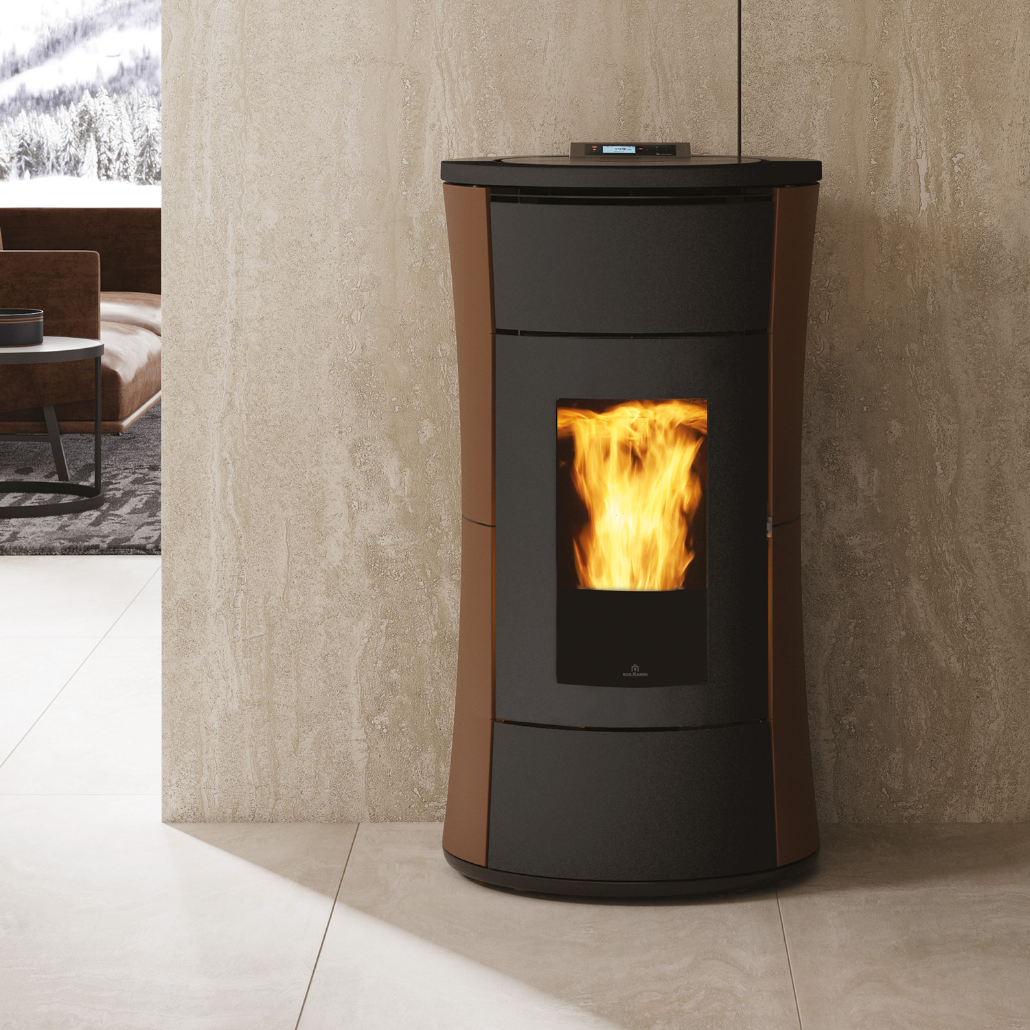 Edilkamin Cherie H 14 Evo poêle à granulés bouilleur acier bronze